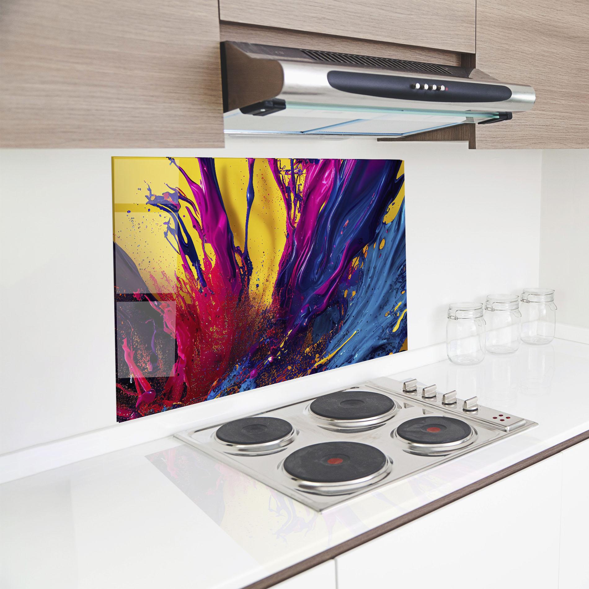 Konyhai üveg hátfal Purple And Blue Splash mockup 8