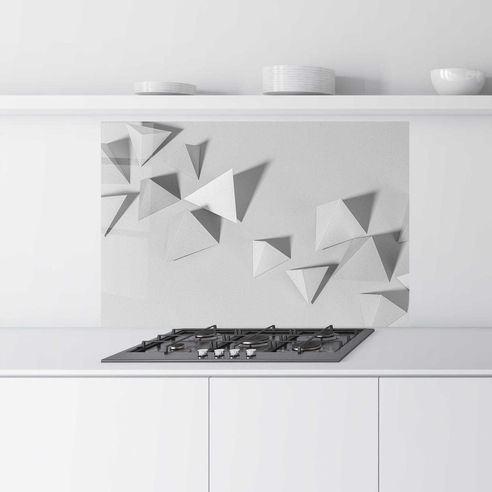 Konyhai üveg hátfal 3d White Triangle mockup 9