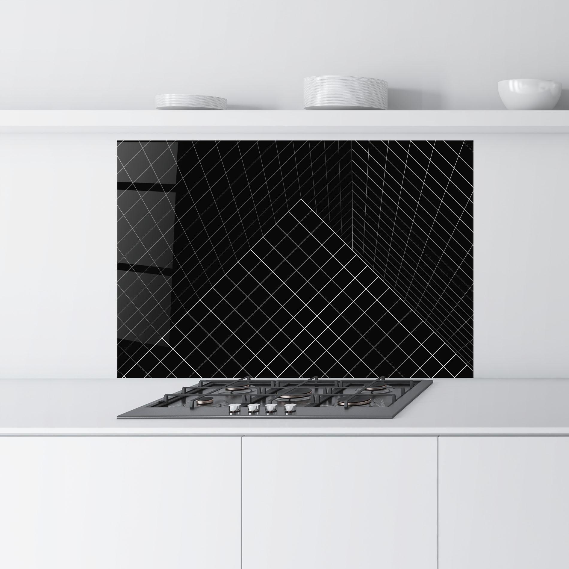 Konyhai üveg hátfal Black Square Art mockup 9