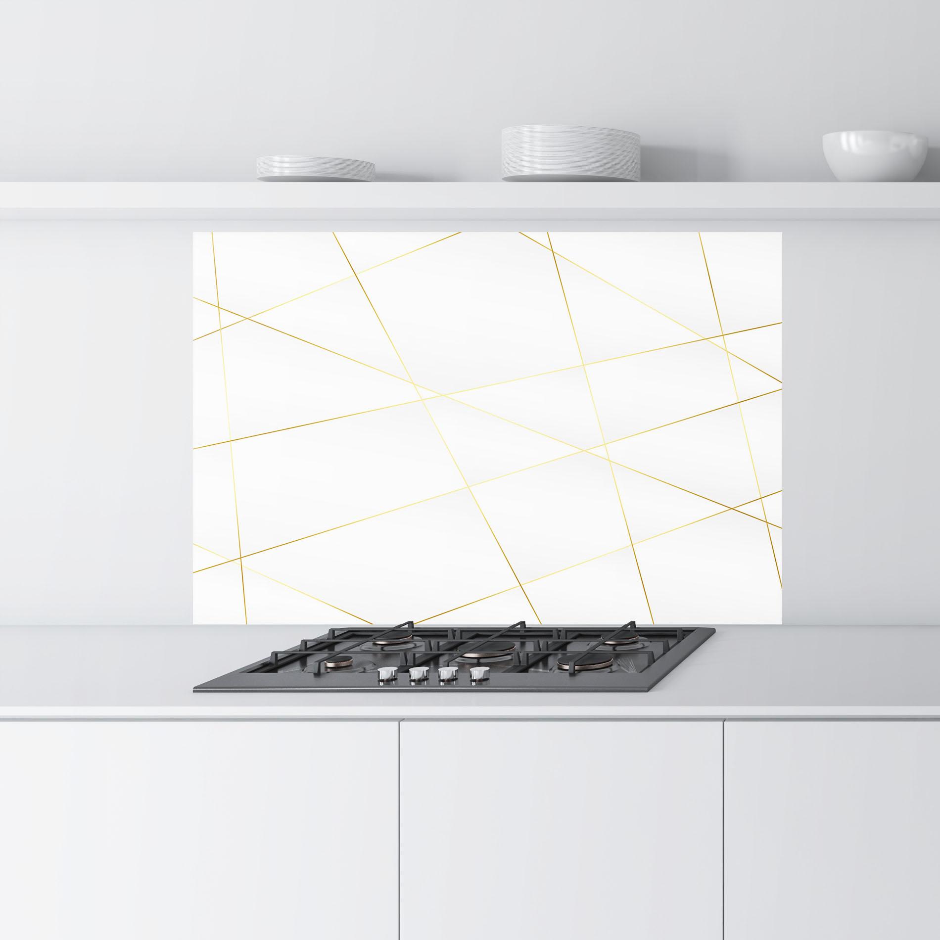 Konyhai üveg hátfal Golden Line White mockup 9