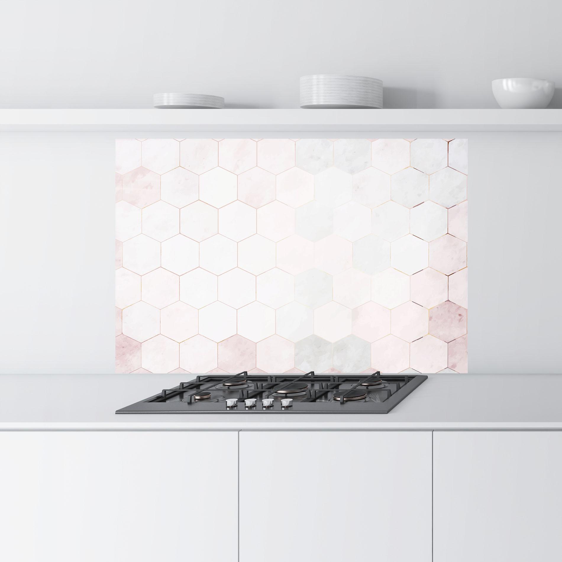 Konyhai üveg hátfal Hexagon Pink mockup 9