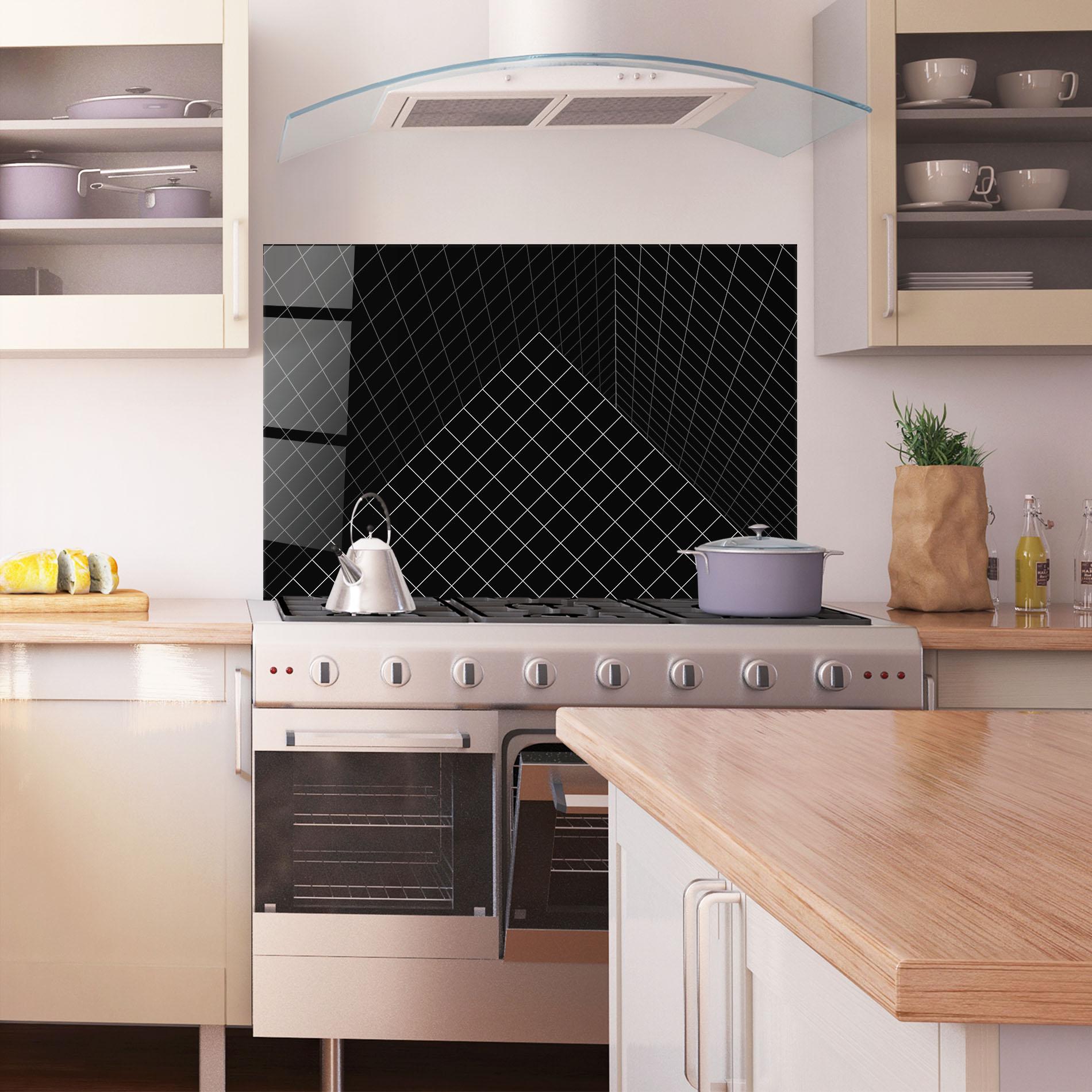 Konyhai üveg hátfal Black Square Art mockup 1