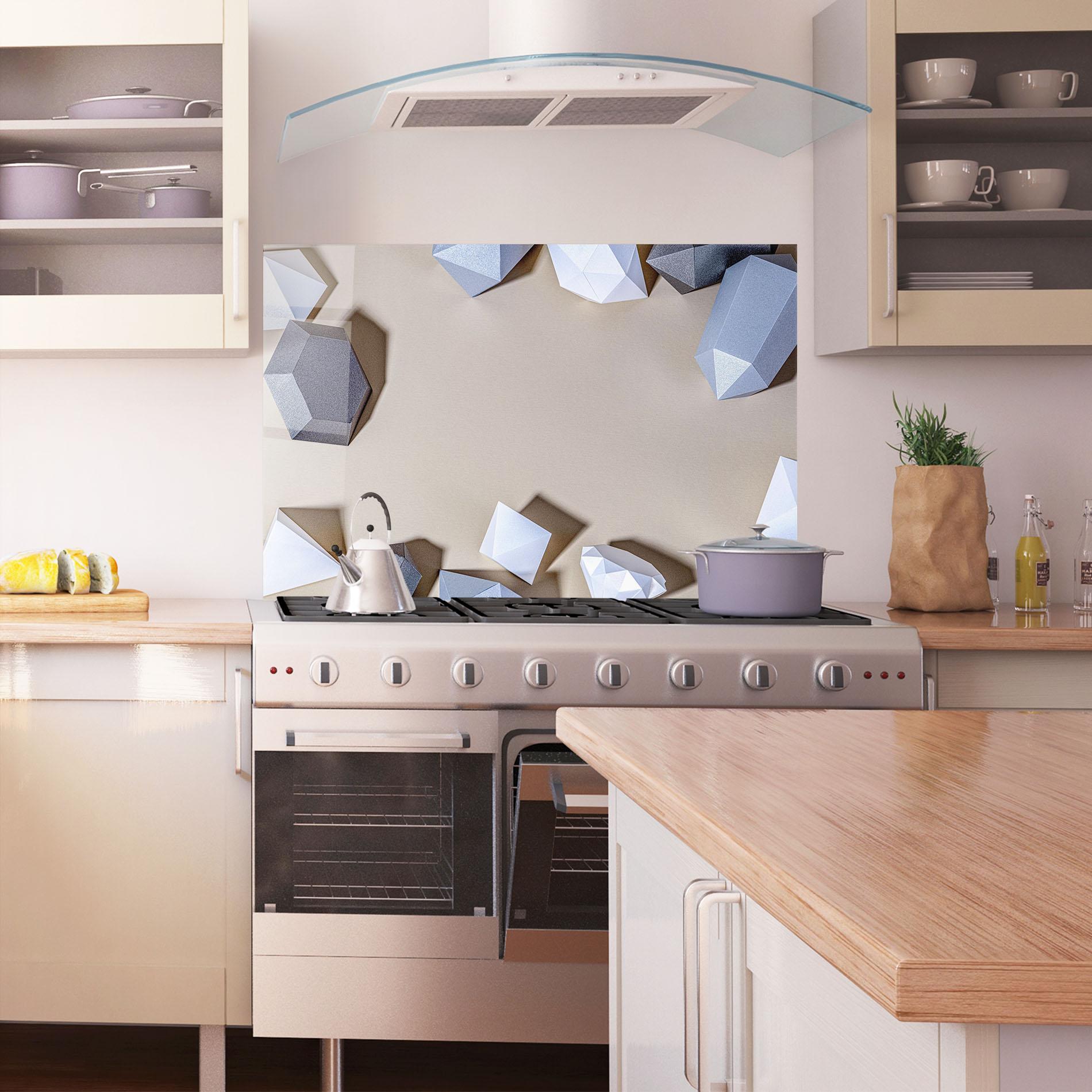 Konyhai üveg hátfal Geometric 3d Shapes mockup 1