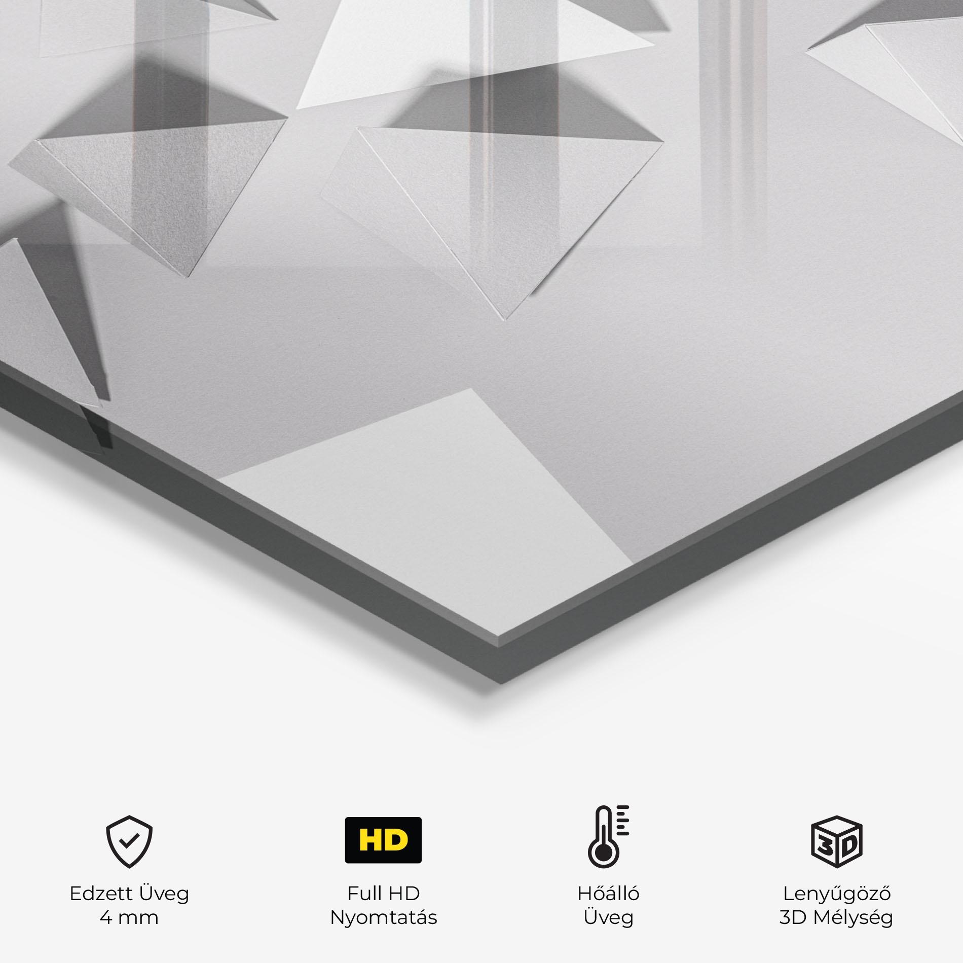 Konyhai üveg hátfal 3d White Triangle mockup 2