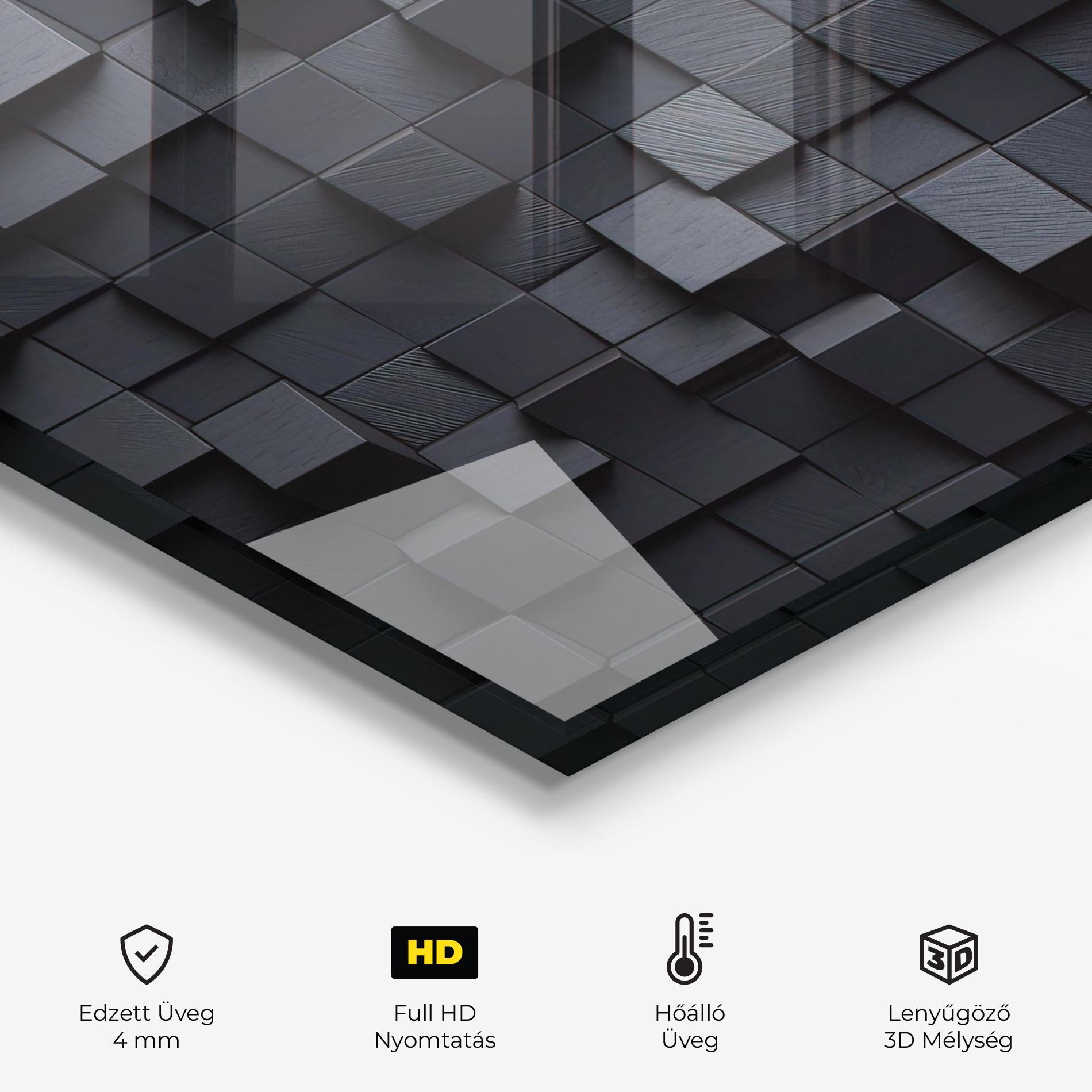 Konyhai üveg hátfal Black Square Pattern mockup 2