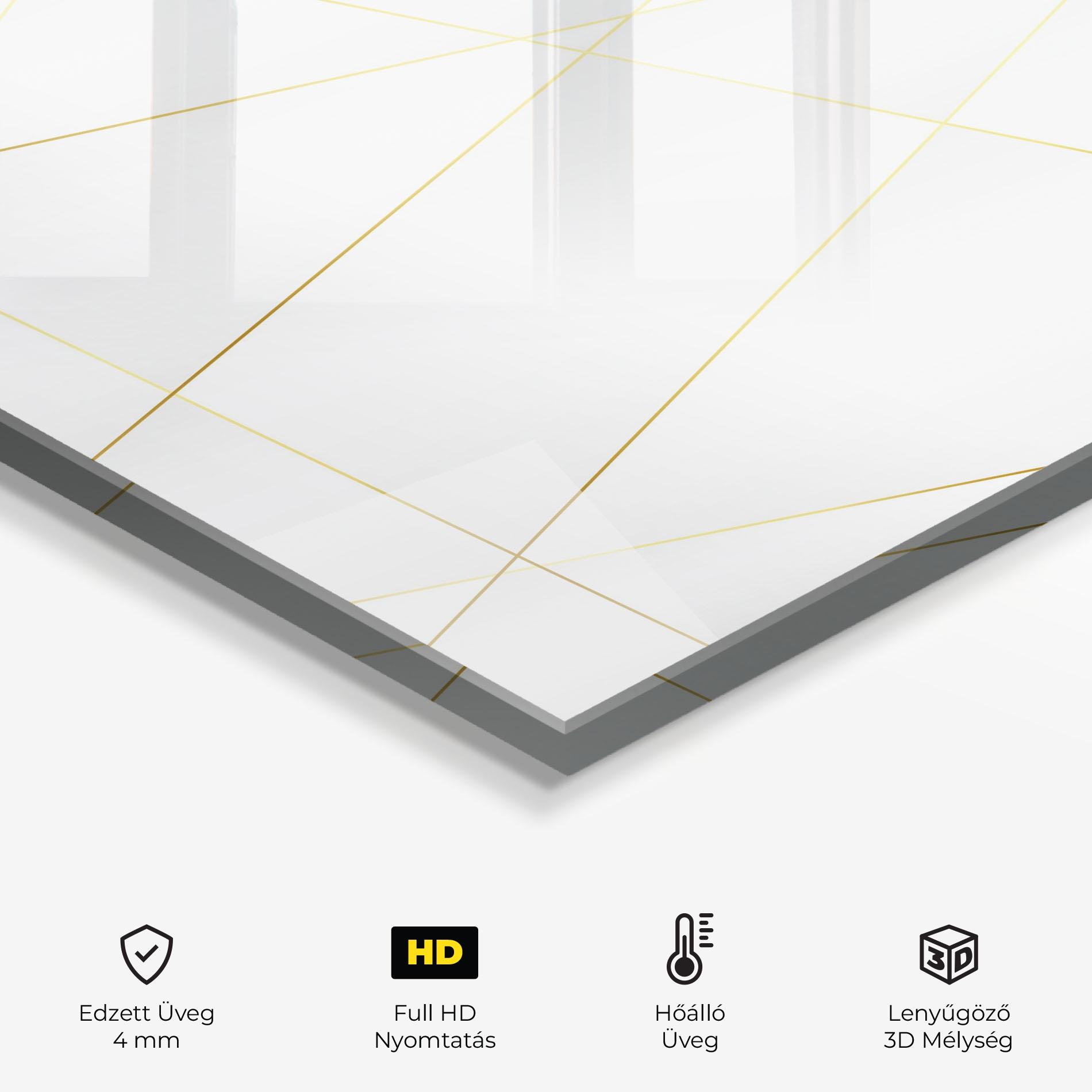 Konyhai üveg hátfal Golden Line White mockup 2