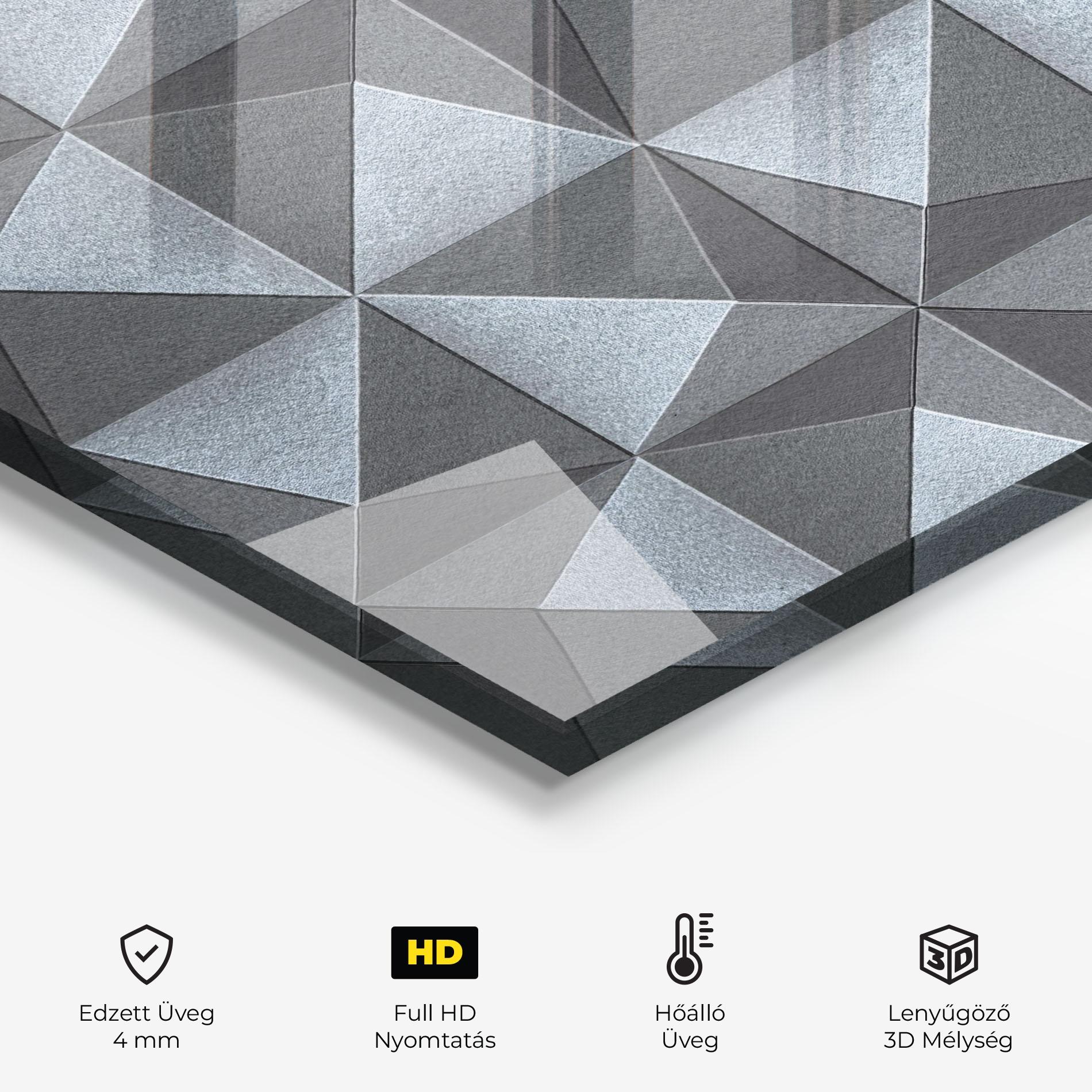 Konyhai üveg hátfal Grey Triangle Square mockup 2