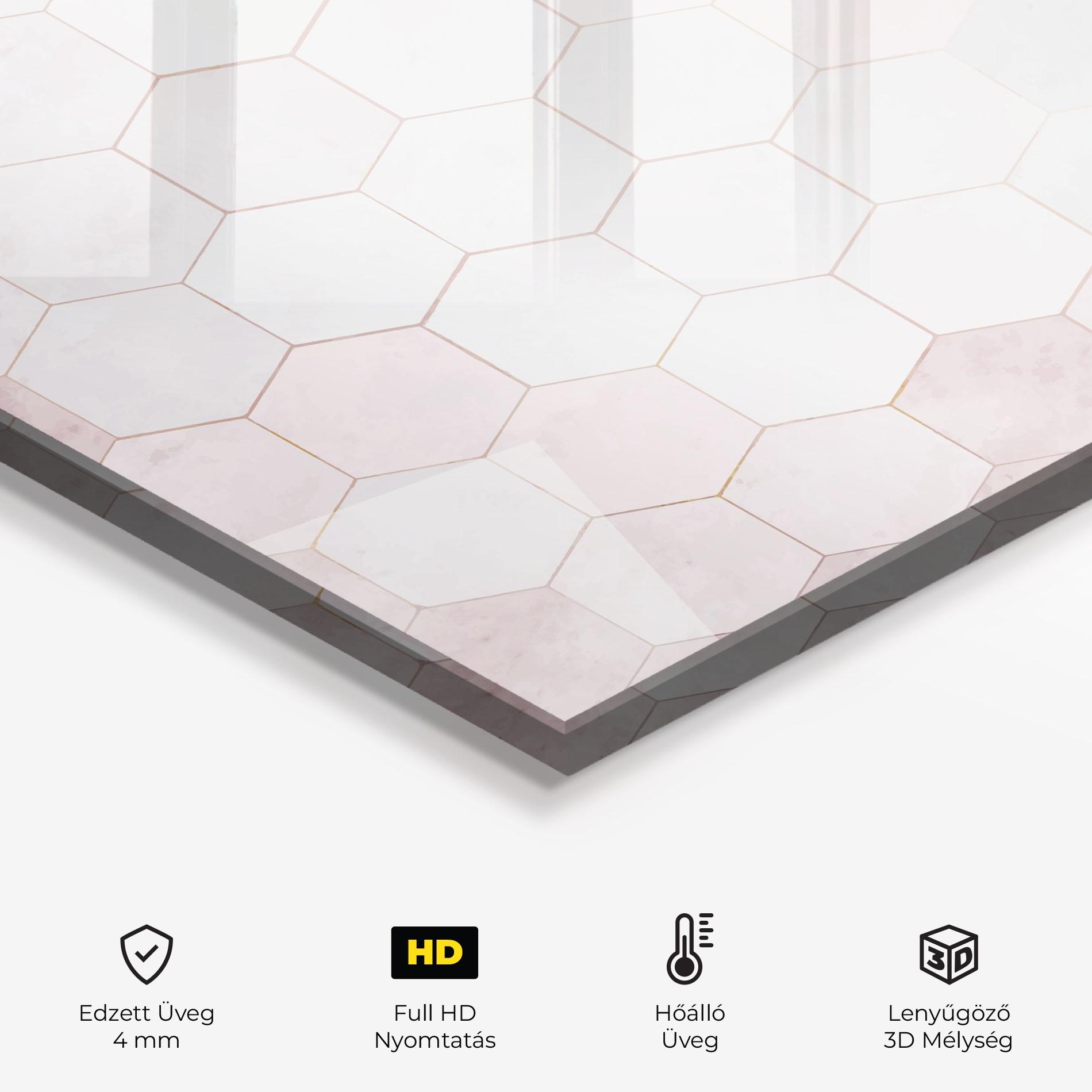 Konyhai üveg hátfal Hexagon Pink mockup 2