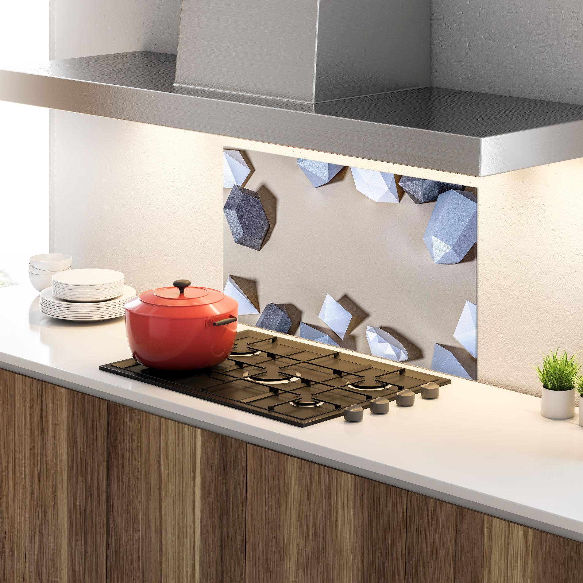 Konyhai üveg hátfal Geometric 3d Shapes mockup 4
