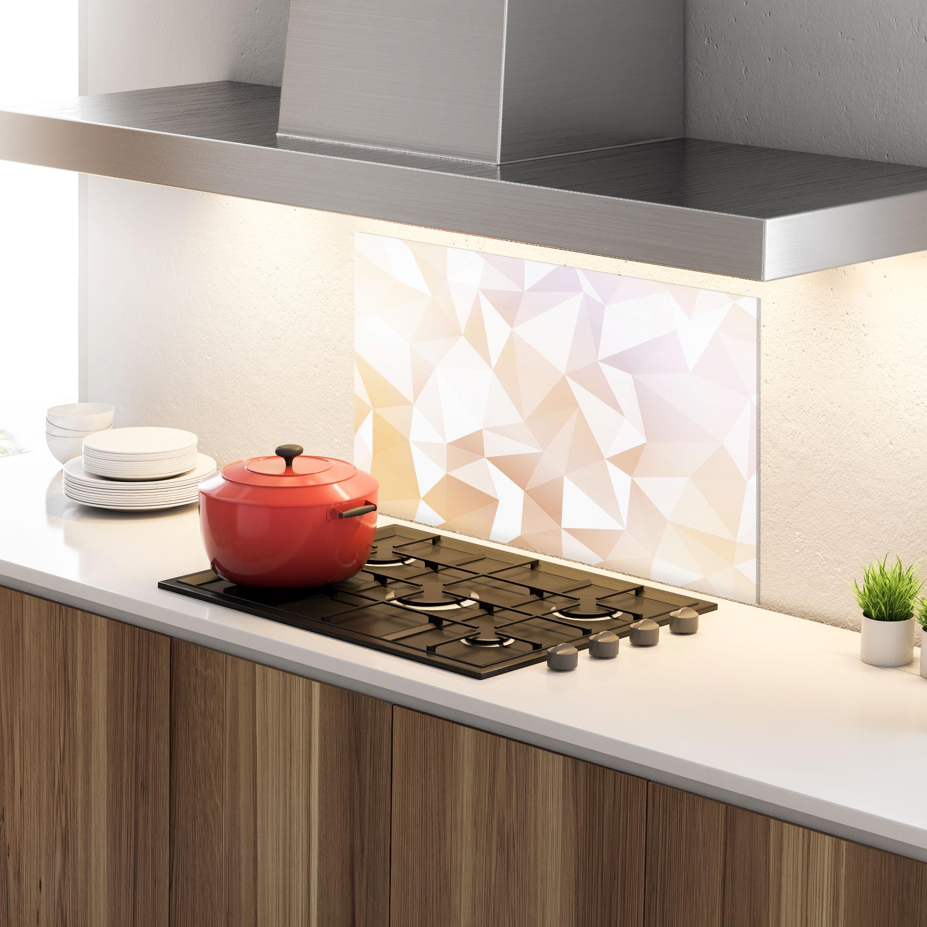 Konyhai üveg hátfal Light Pink Triangle mockup 4