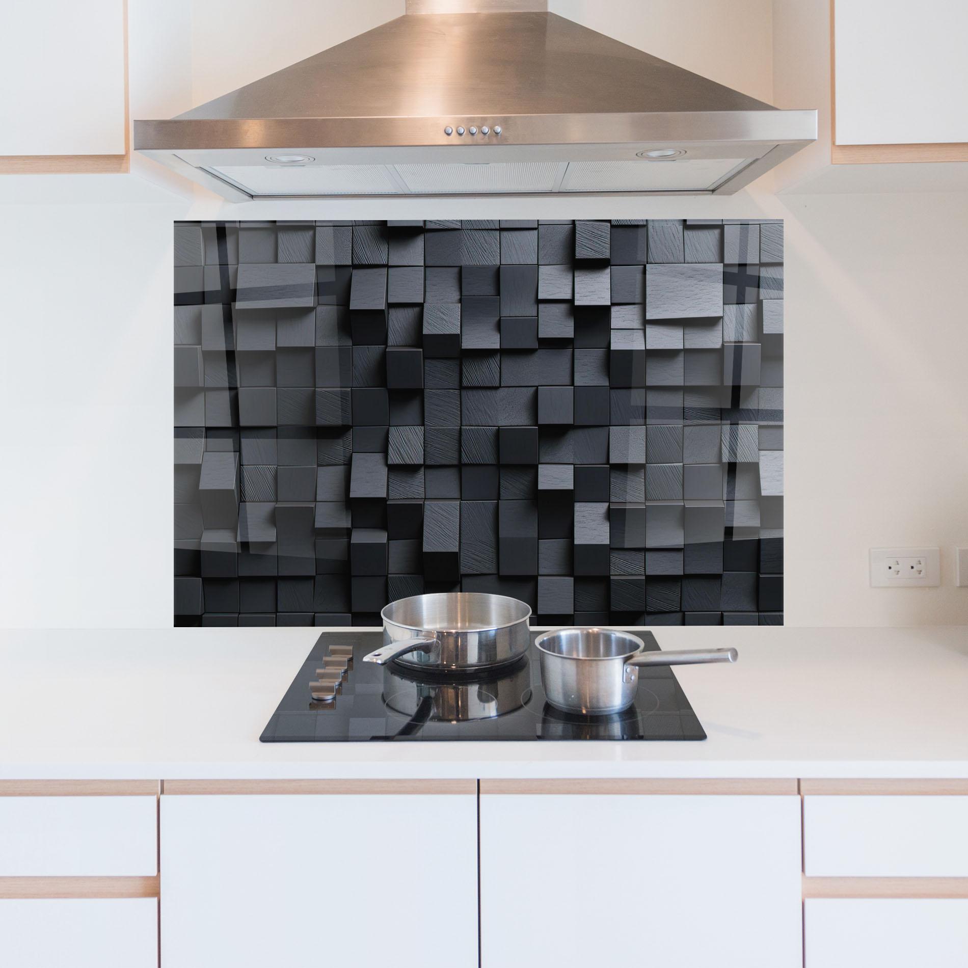 Konyhai üveg hátfal Black Square Pattern mockup 5