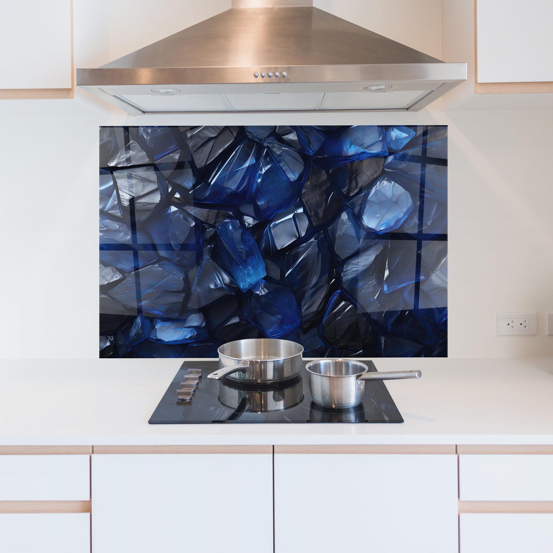 Konyhai üveg hátfal Blue Crystal Shape mockup 5