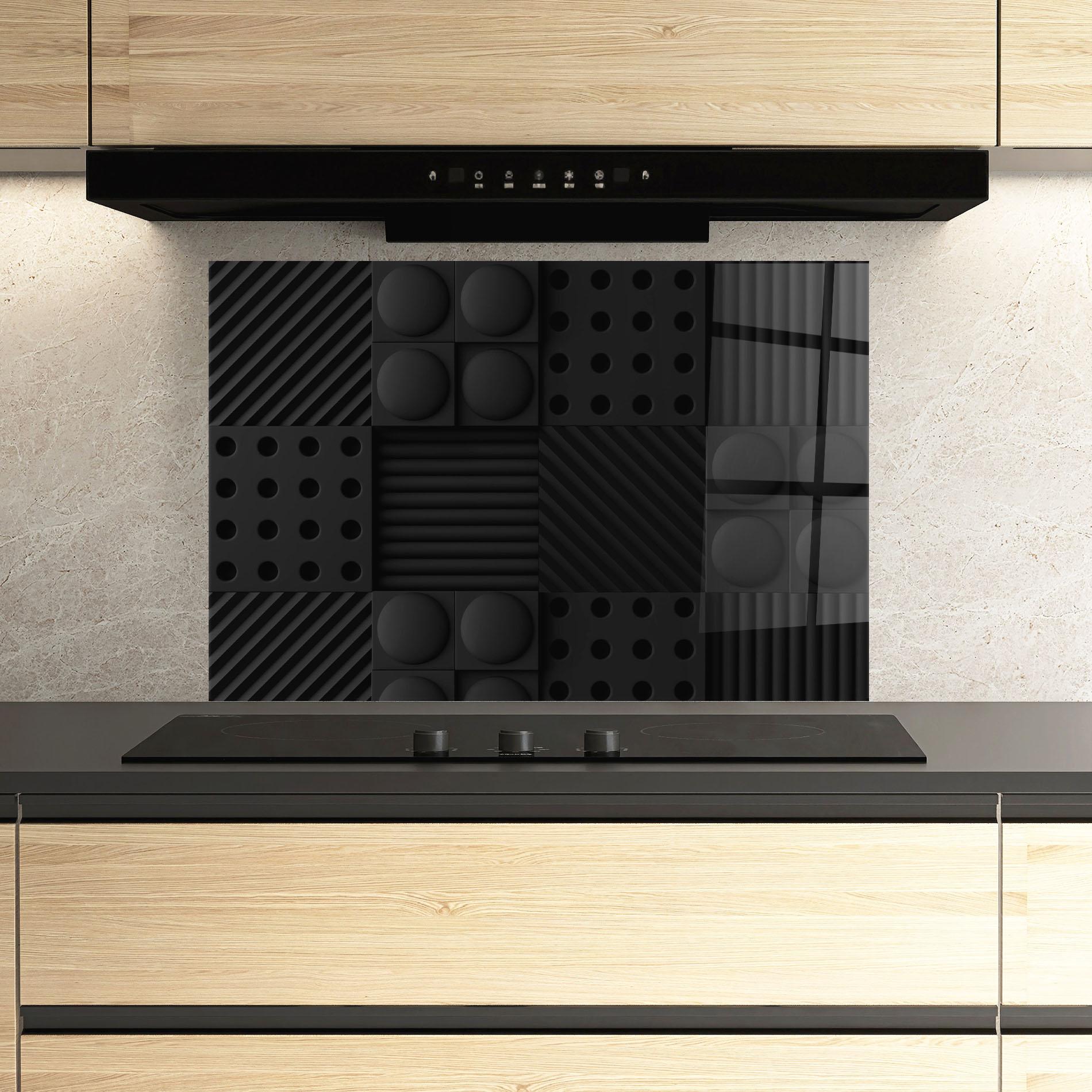 Konyhai üveg hátfal Black Square Circle mockup 3