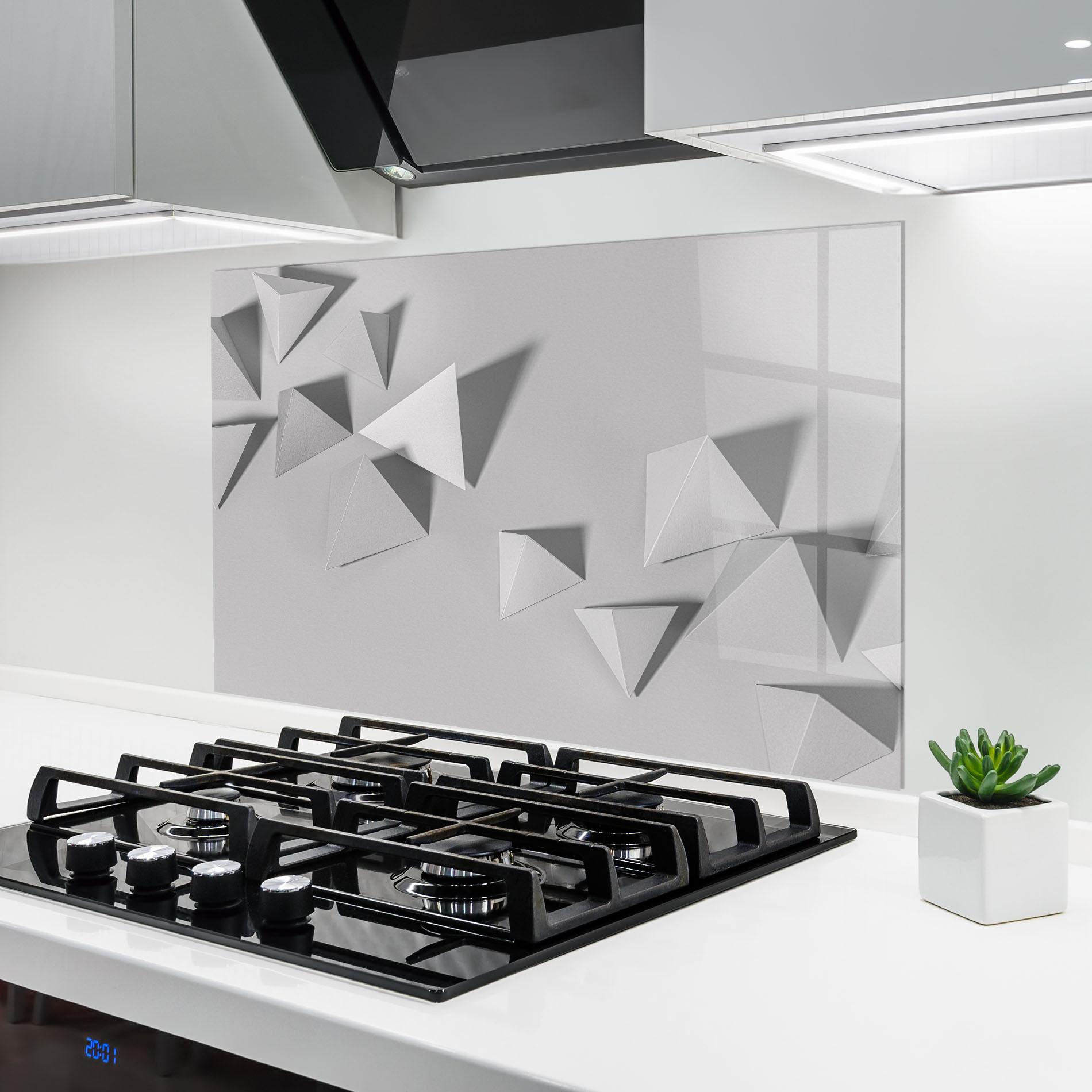 Konyhai üveg hátfal 3d White Triangle mockup 6