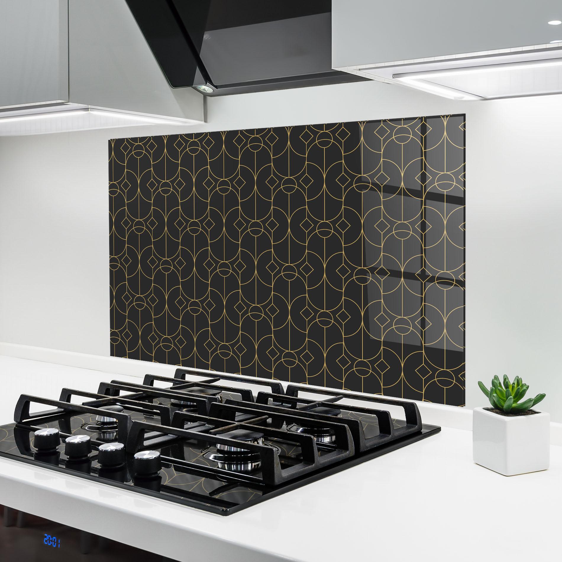 Konyhai üveg hátfal Gold Geometric mockup 6