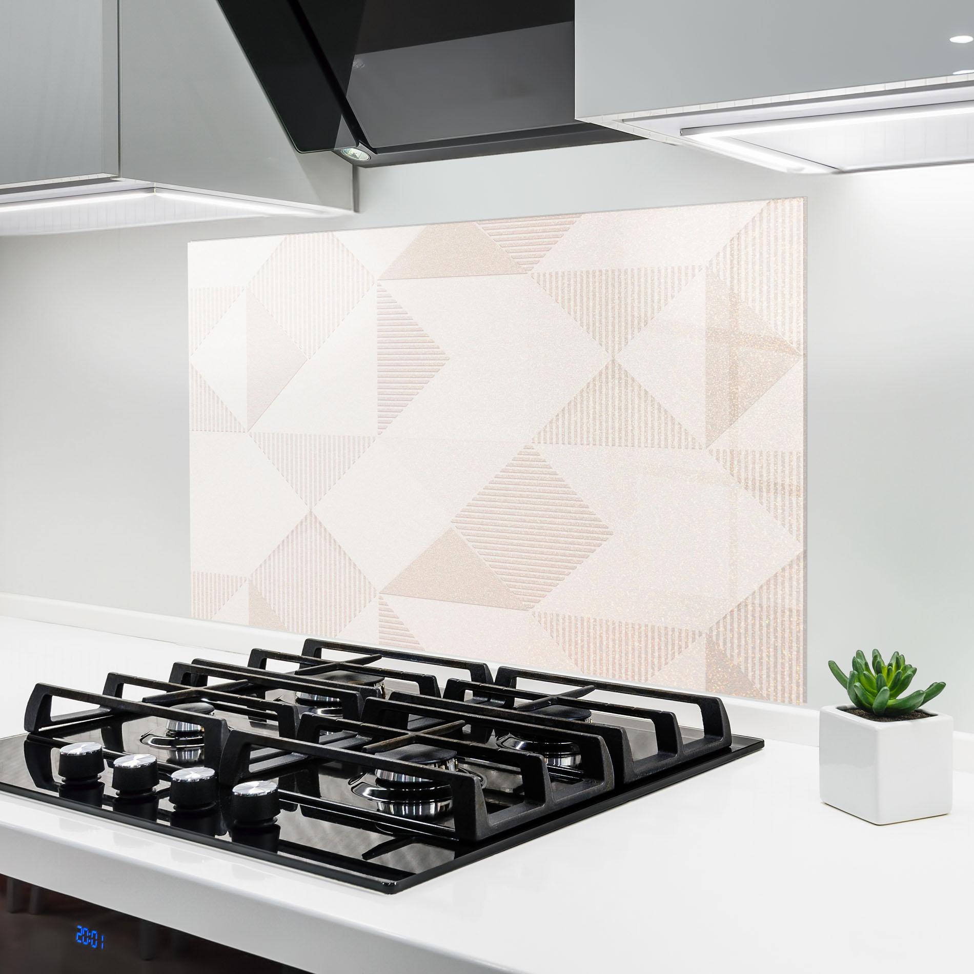 Konyhai üveg hátfal Light Cream Rhombus mockup 6