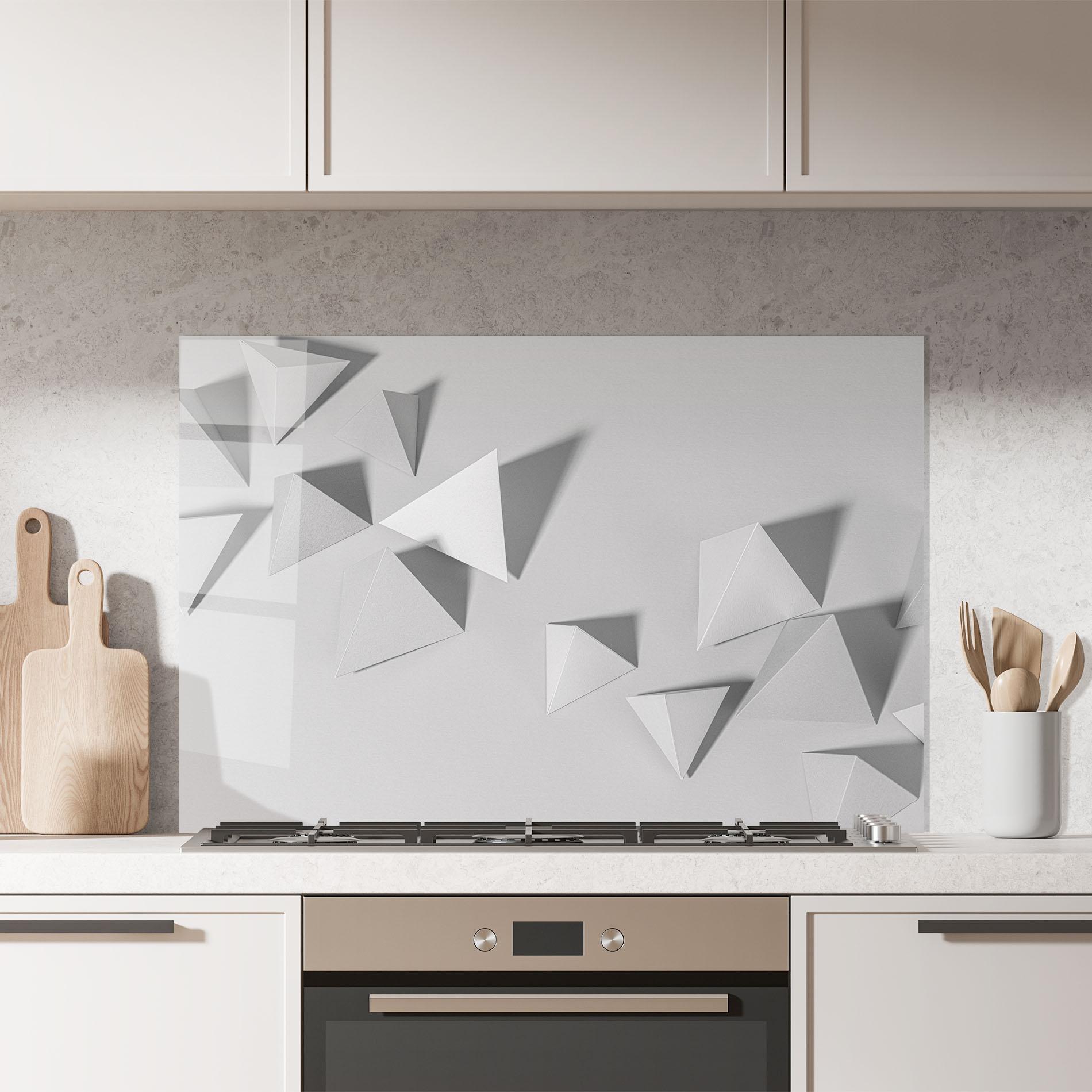 Konyhai üveg hátfal 3d White Triangle mockup 7