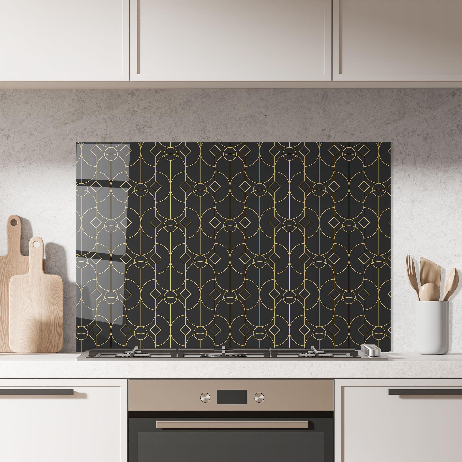 Konyhai üveg hátfal Gold Geometric mockup 7