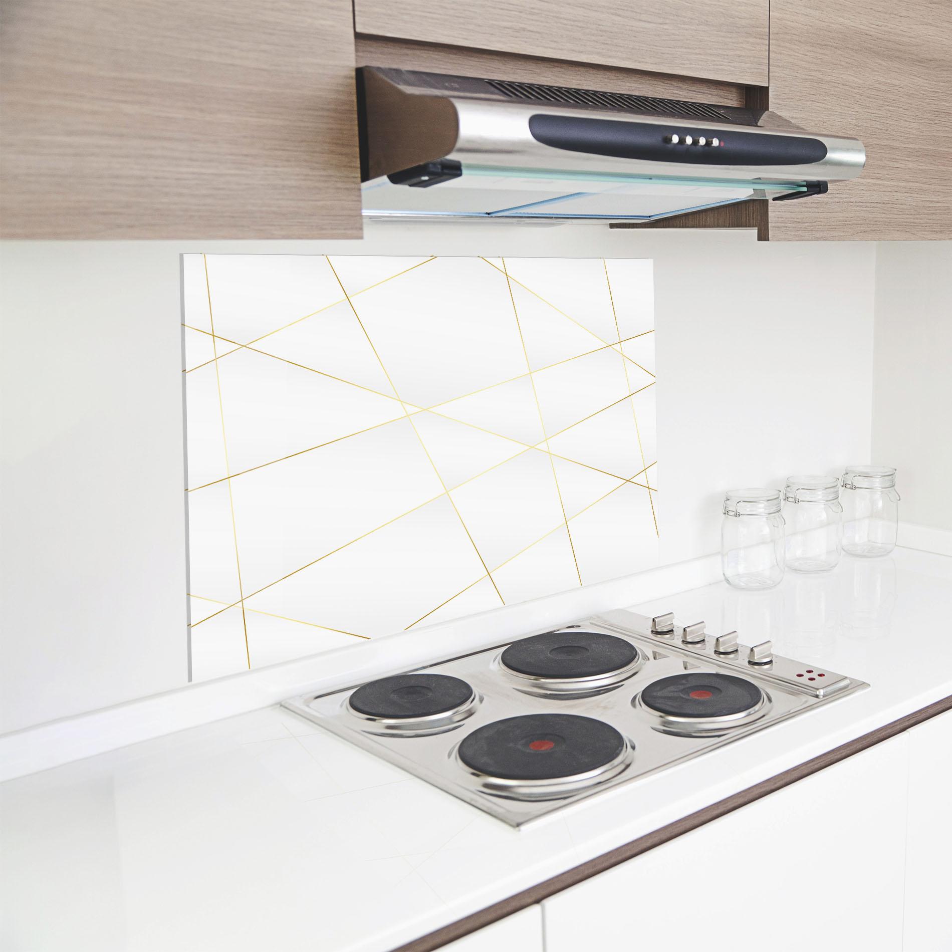 Konyhai üveg hátfal Golden Line White mockup 8
