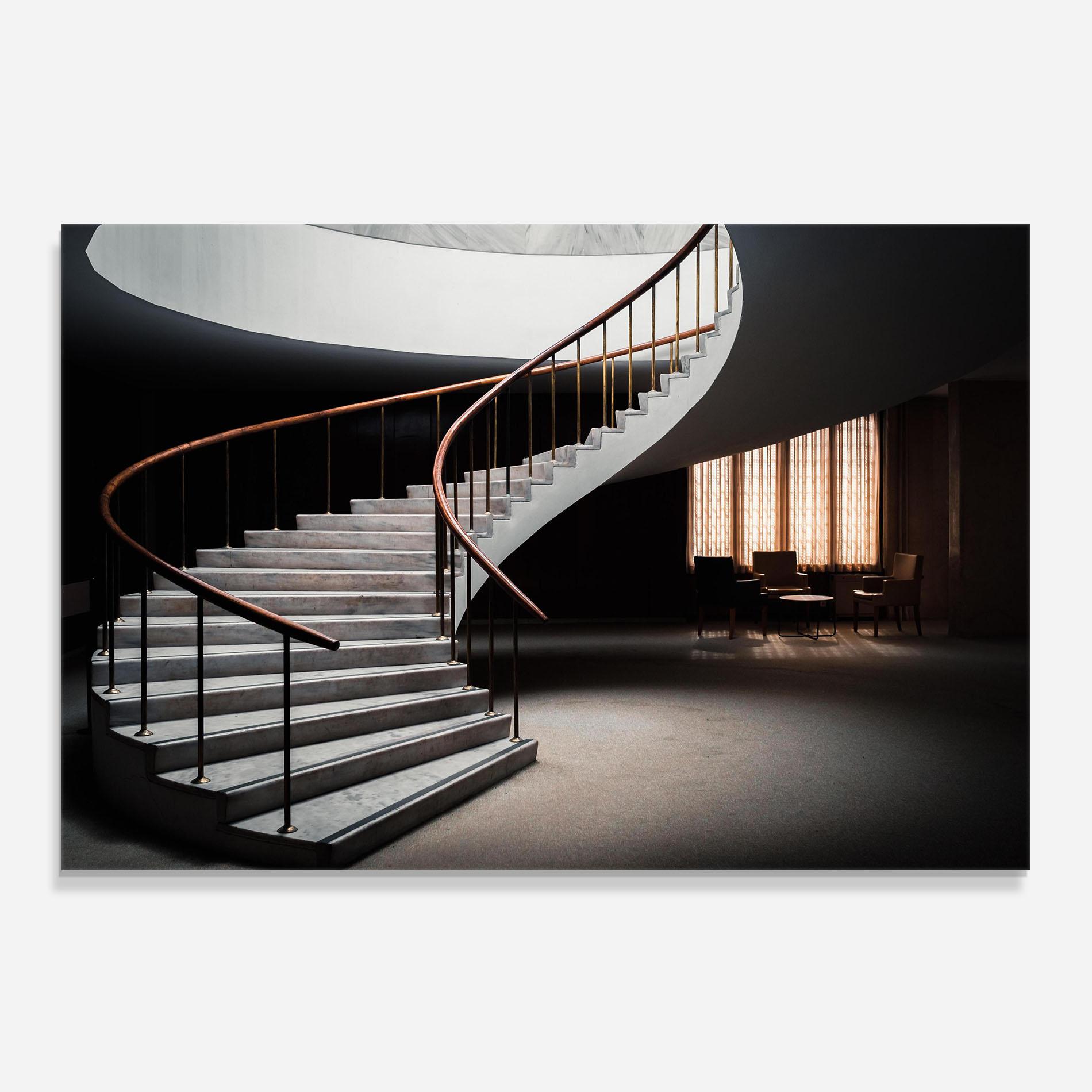 Konyhai üveg hátfal Dark Room Stairs mockup 0