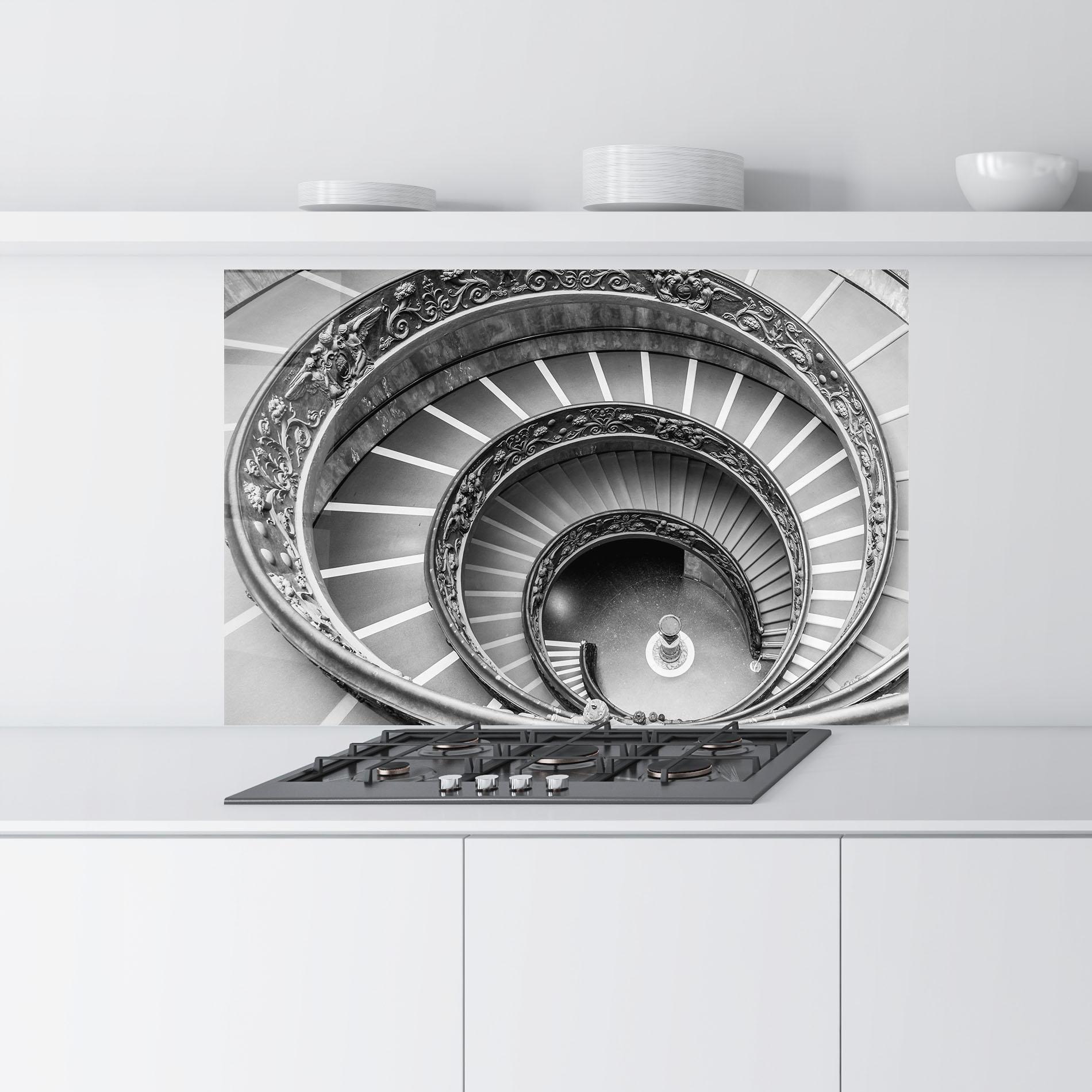 Konyhai üveg hátfal Grey Spiral mockup 9