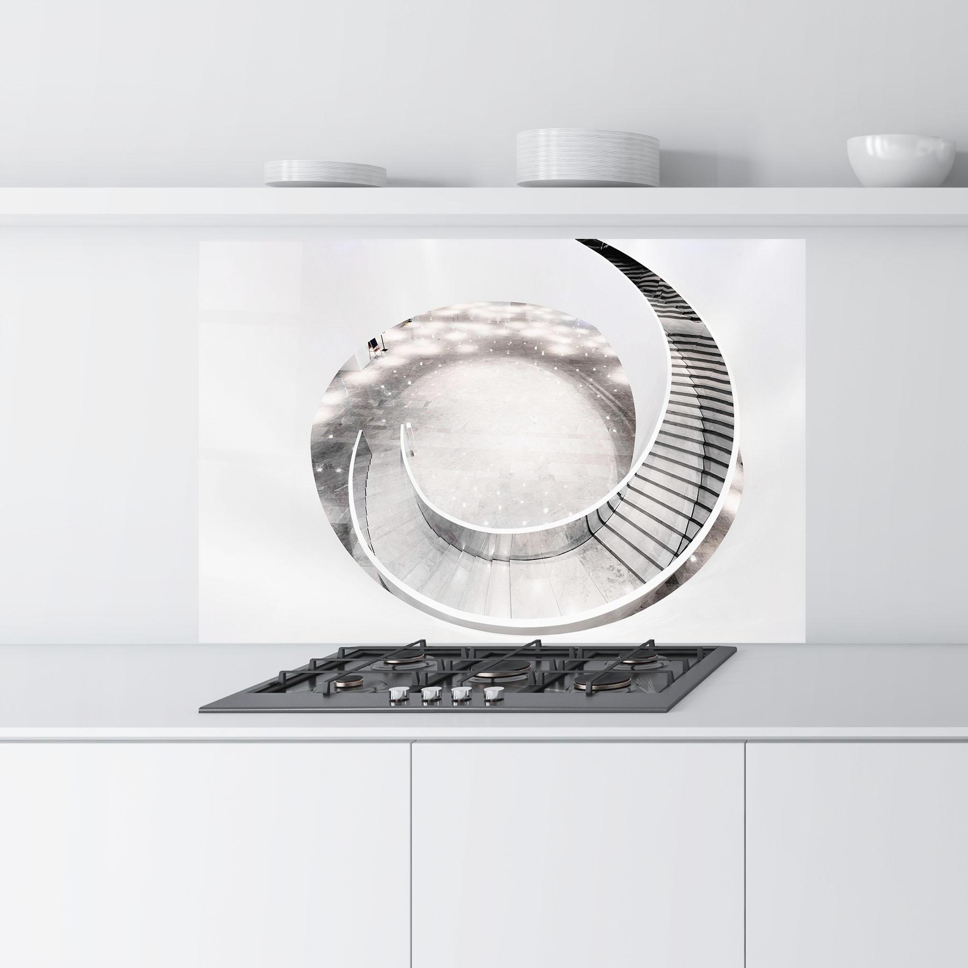 Konyhai üveg hátfal Light Grey Spiral mockup 9