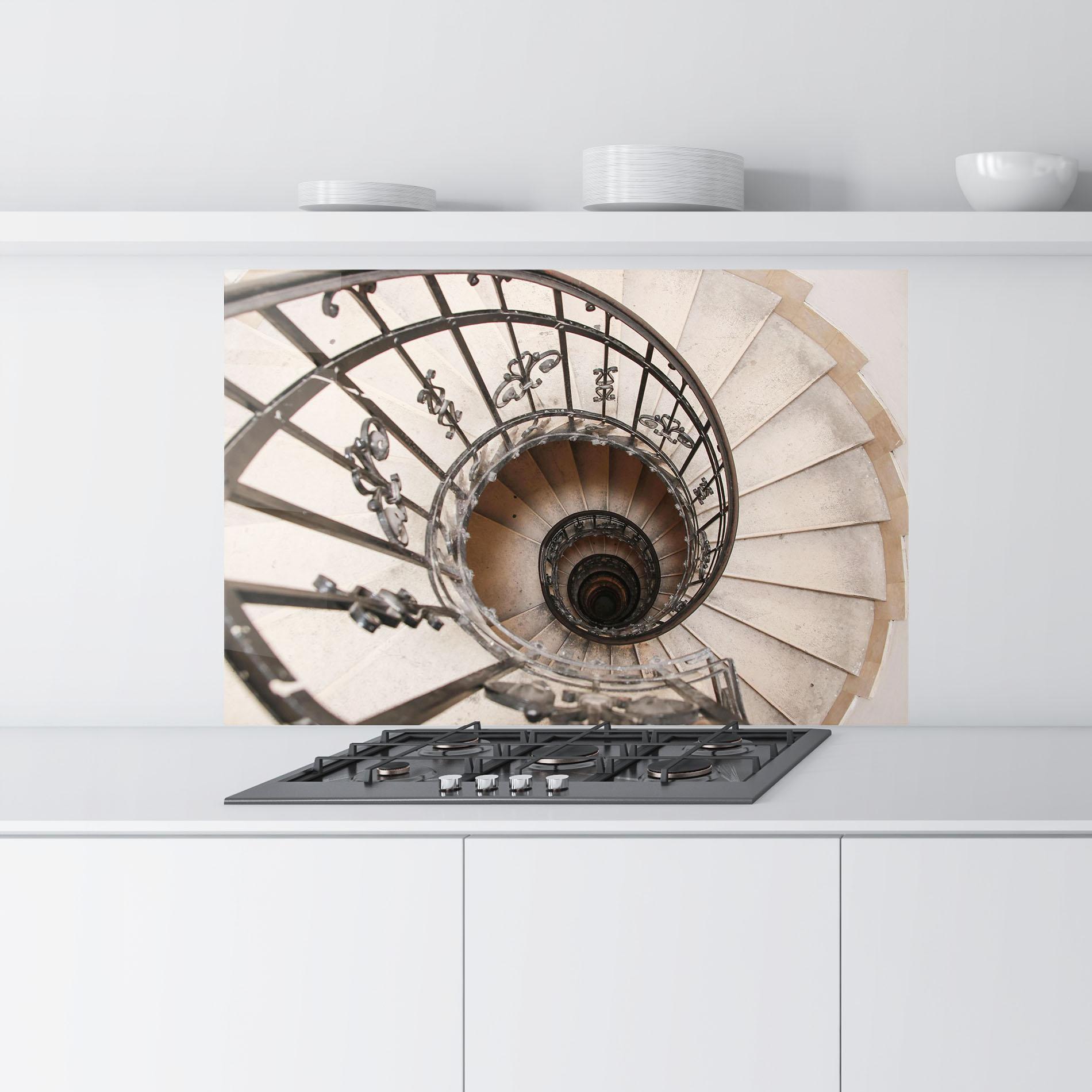 Konyhai üveg hátfal Old House Stairs mockup 9