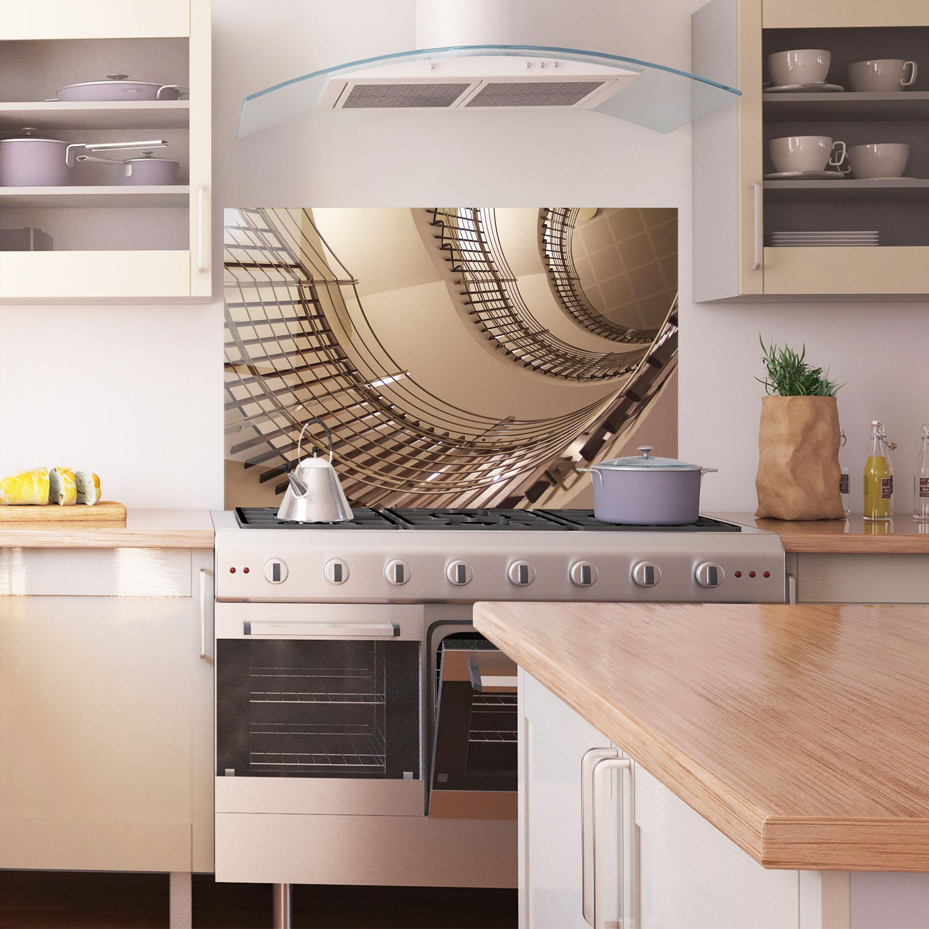 Konyhai üveg hátfal Cream Stairs mockup 1