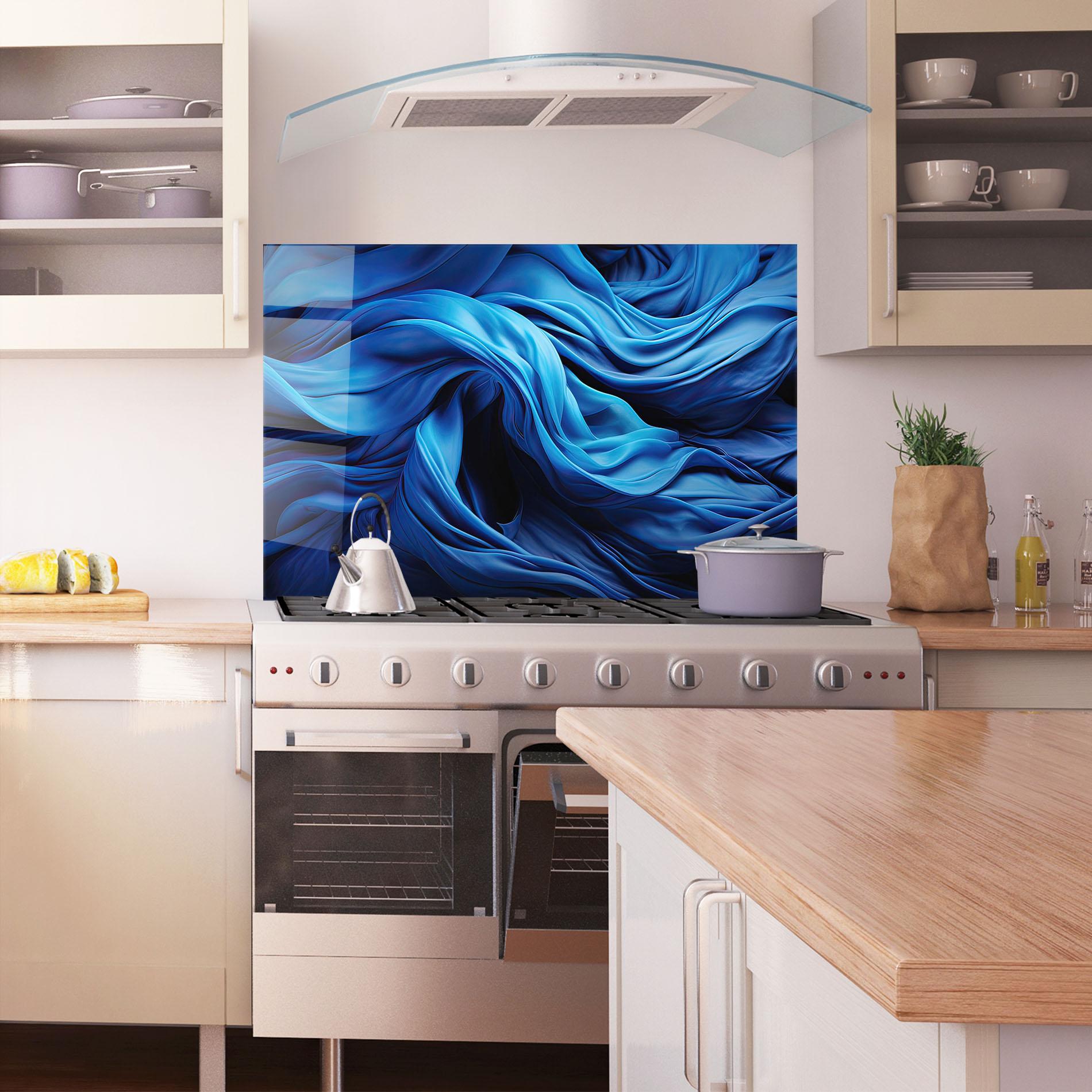 Konyhai üveg hátfal Floating Blue mockup 1