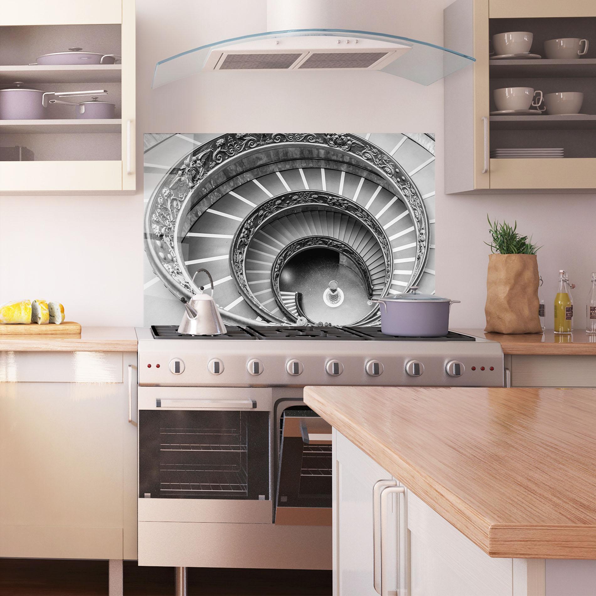 Konyhai üveg hátfal Grey Spiral mockup 1