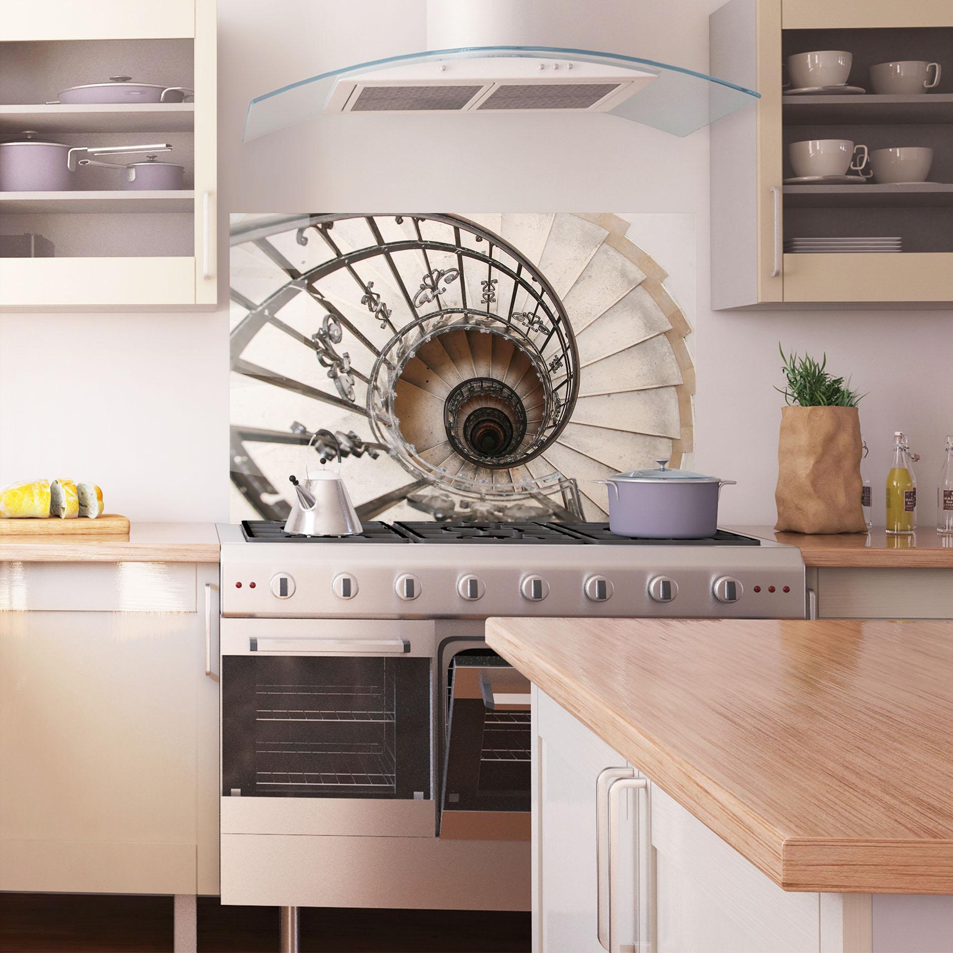 Konyhai üveg hátfal Old House Stairs mockup 1