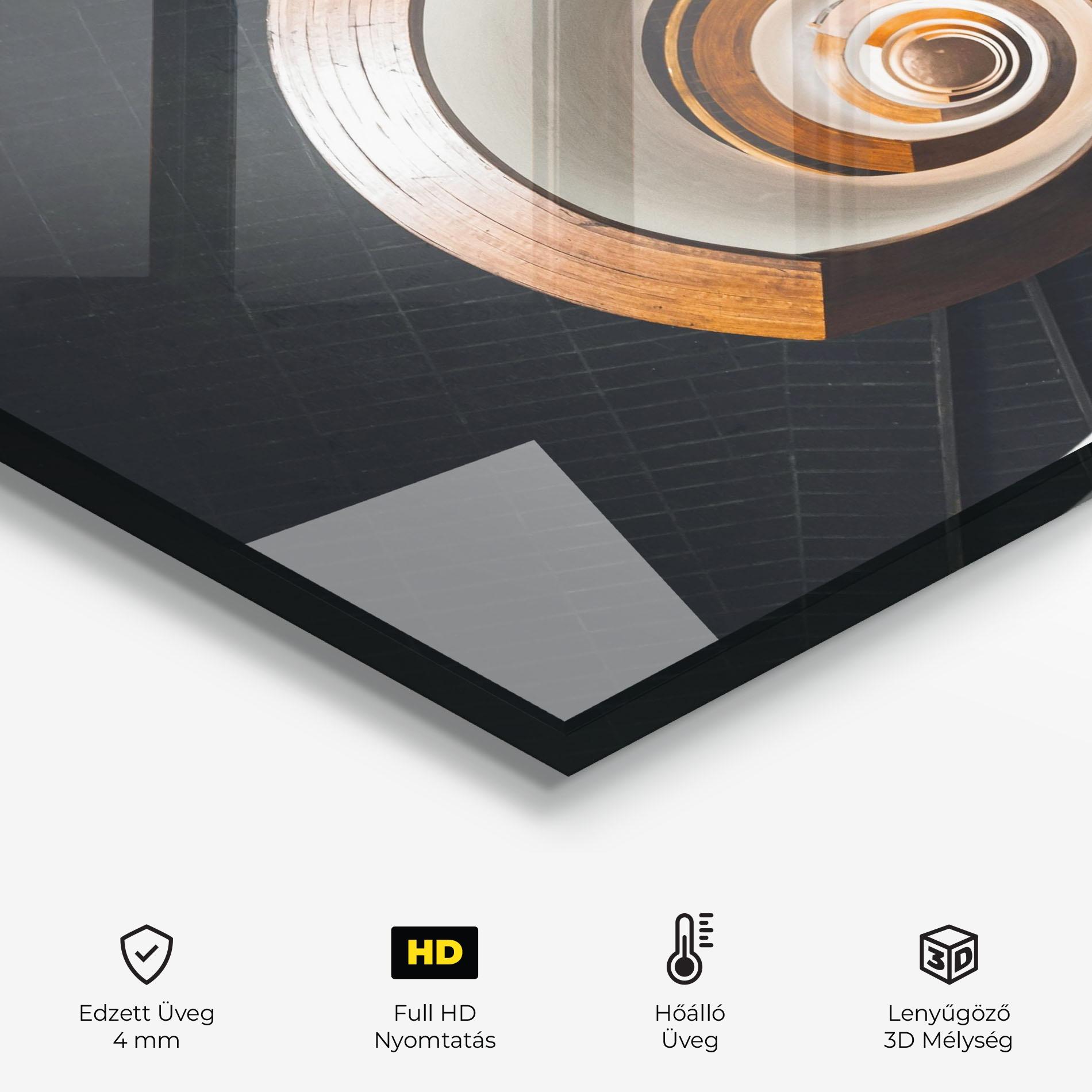Konyhai üveg hátfal Black Spiral Stairs mockup 2