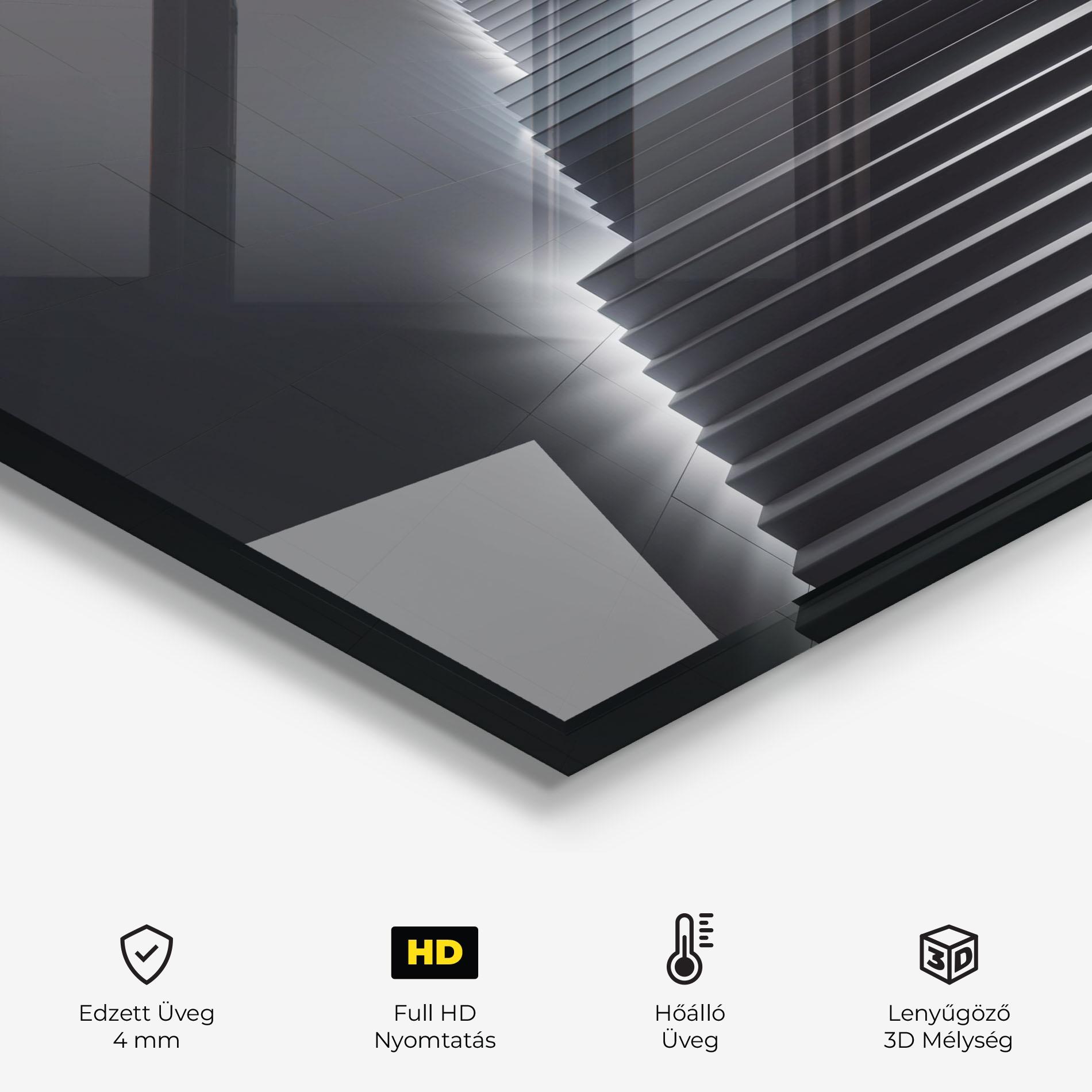 Konyhai üveg hátfal Dark Stairs mockup 2