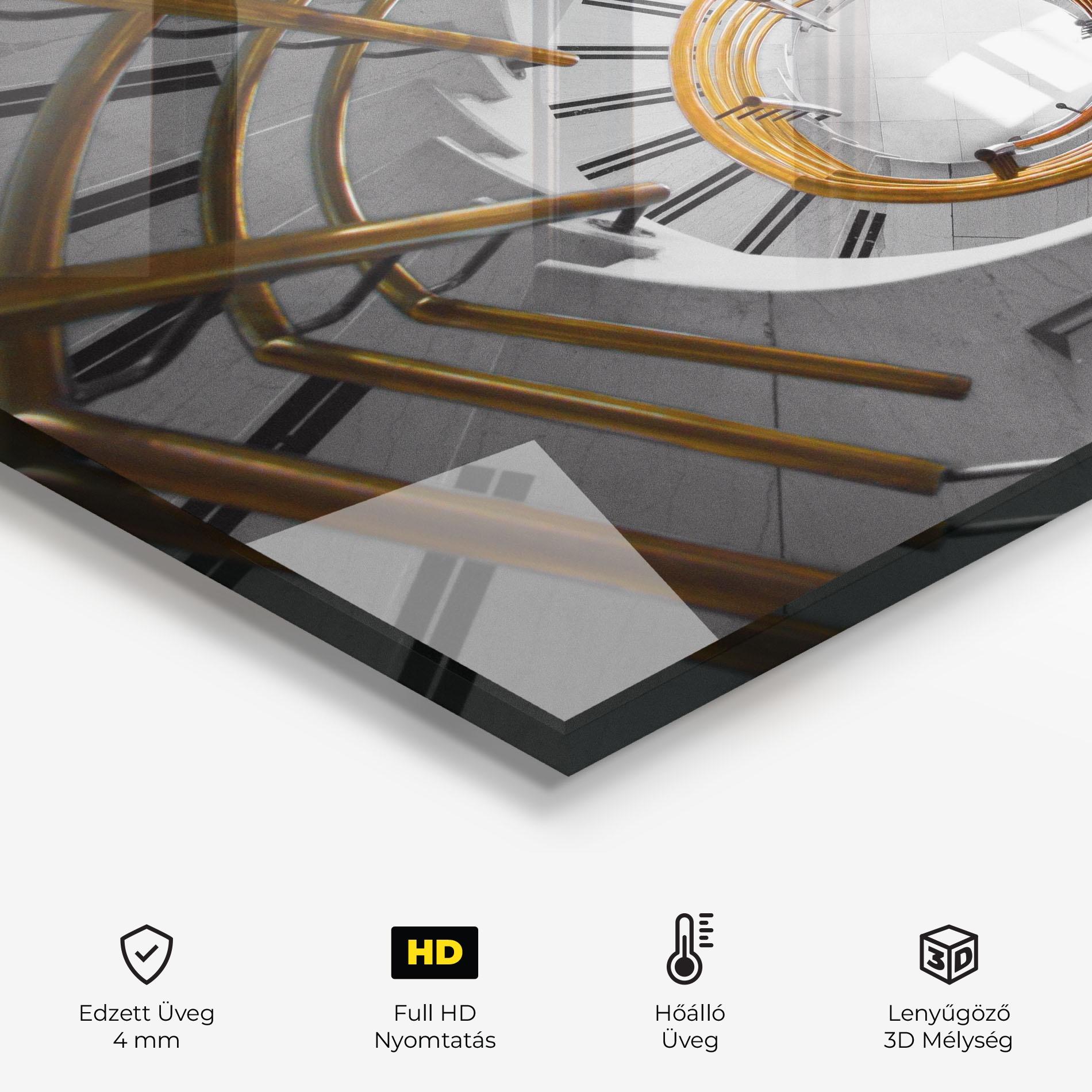 Konyhai üveg hátfal Gold Bar Stairs mockup 2