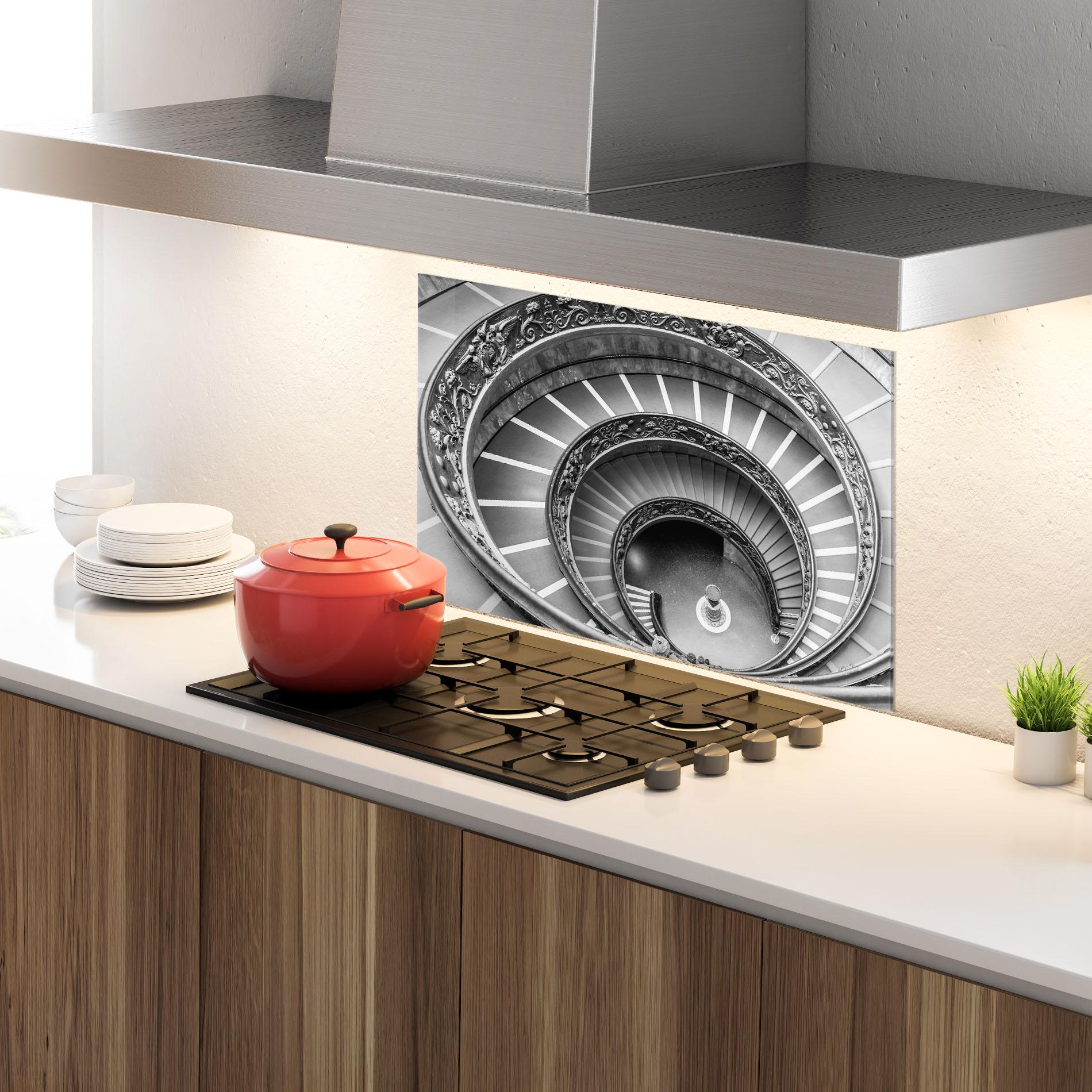 Konyhai üveg hátfal Grey Spiral mockup 4