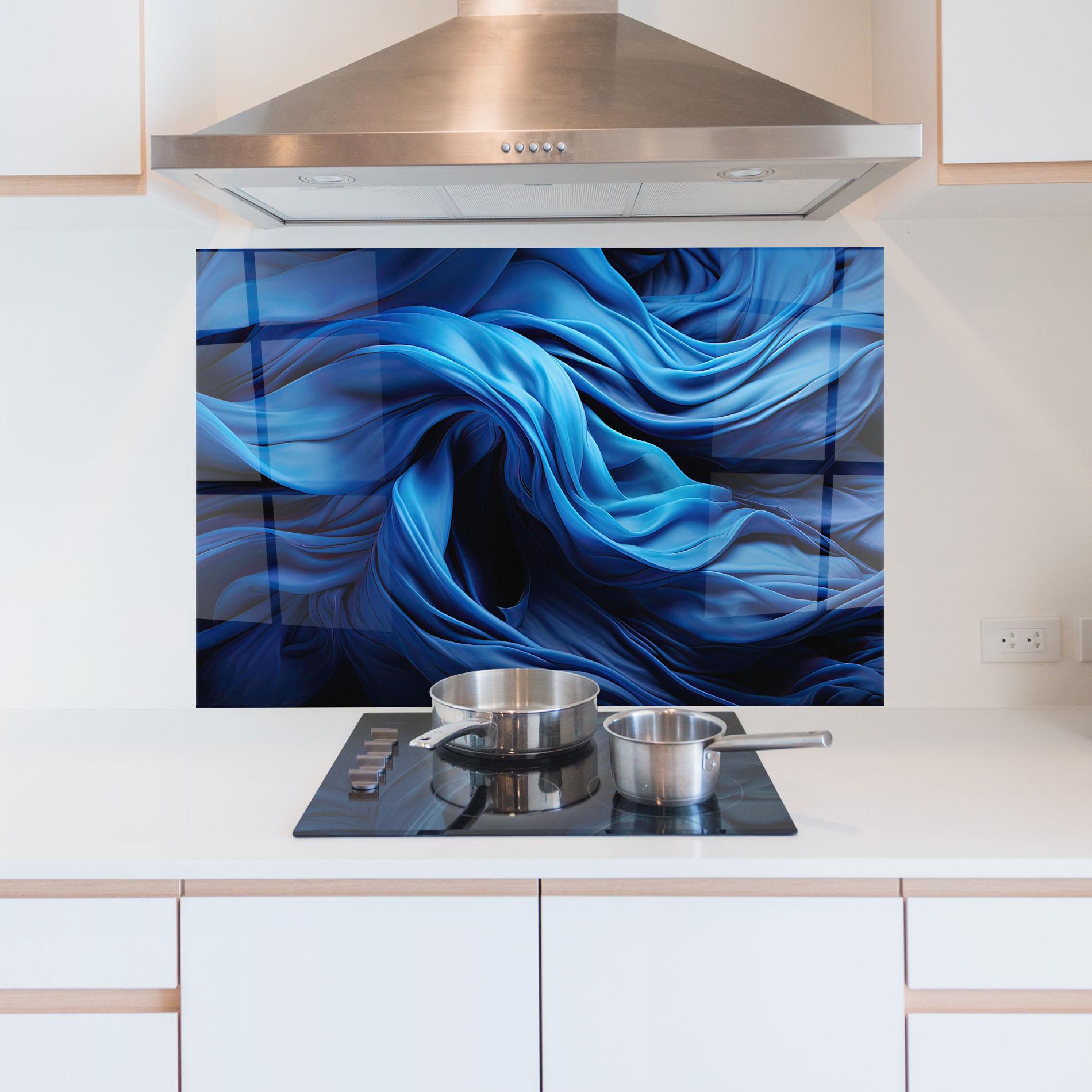 Konyhai üveg hátfal Floating Blue mockup 5