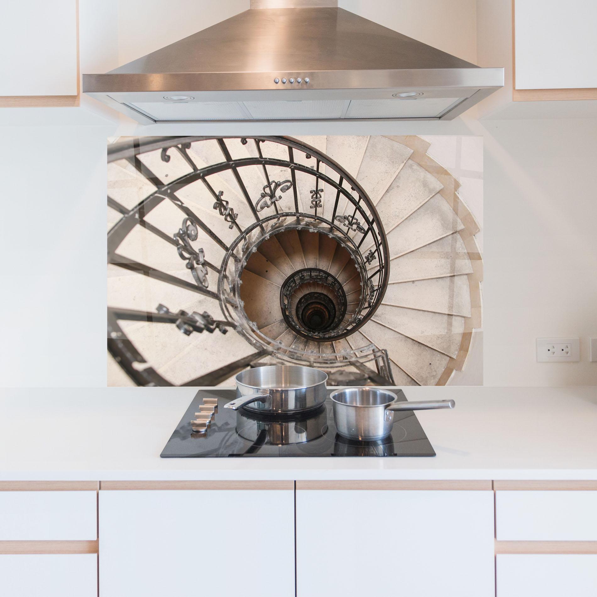 Konyhai üveg hátfal Old House Stairs mockup 5