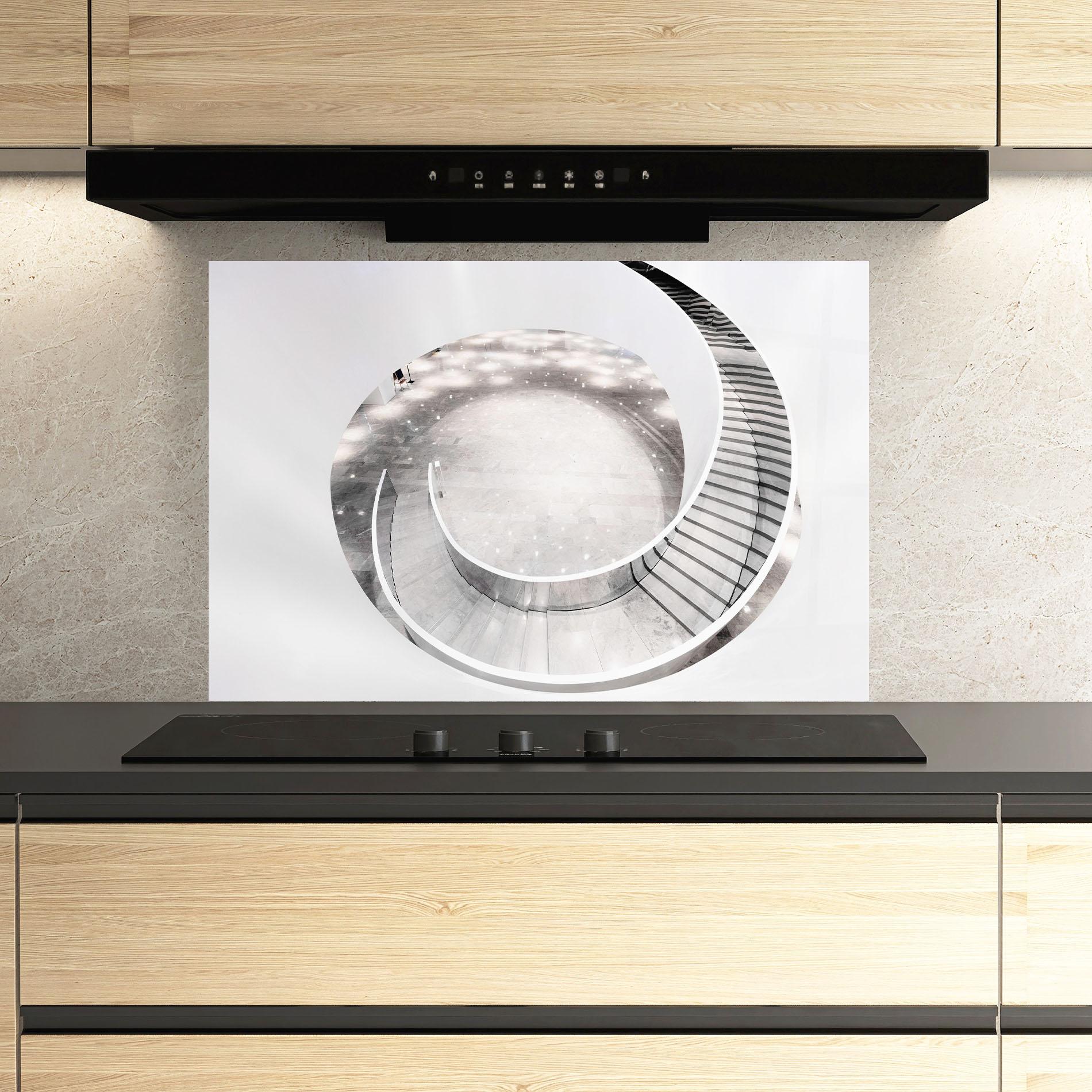 Konyhai üveg hátfal Light Grey Spiral mockup 3