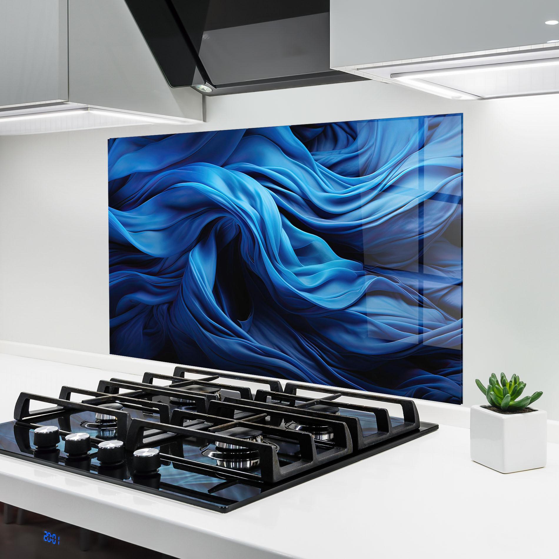 Konyhai üveg hátfal Floating Blue mockup 6