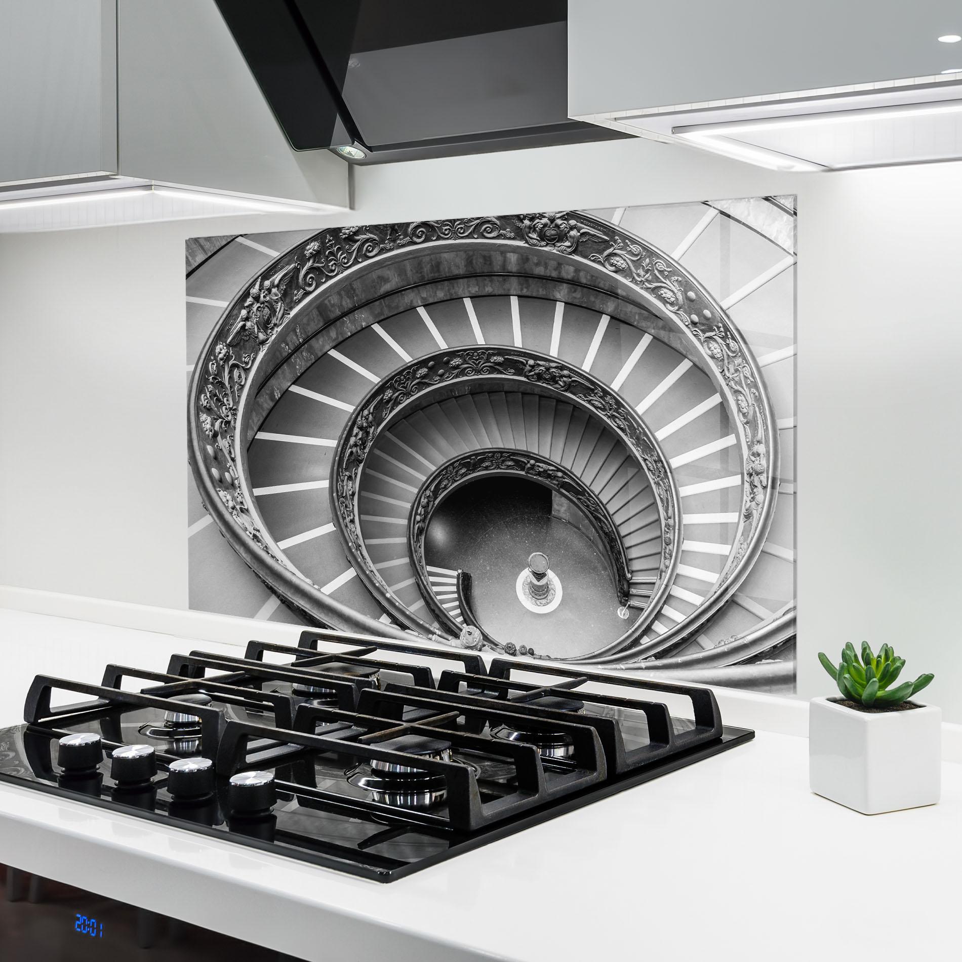 Konyhai üveg hátfal Grey Spiral mockup 6