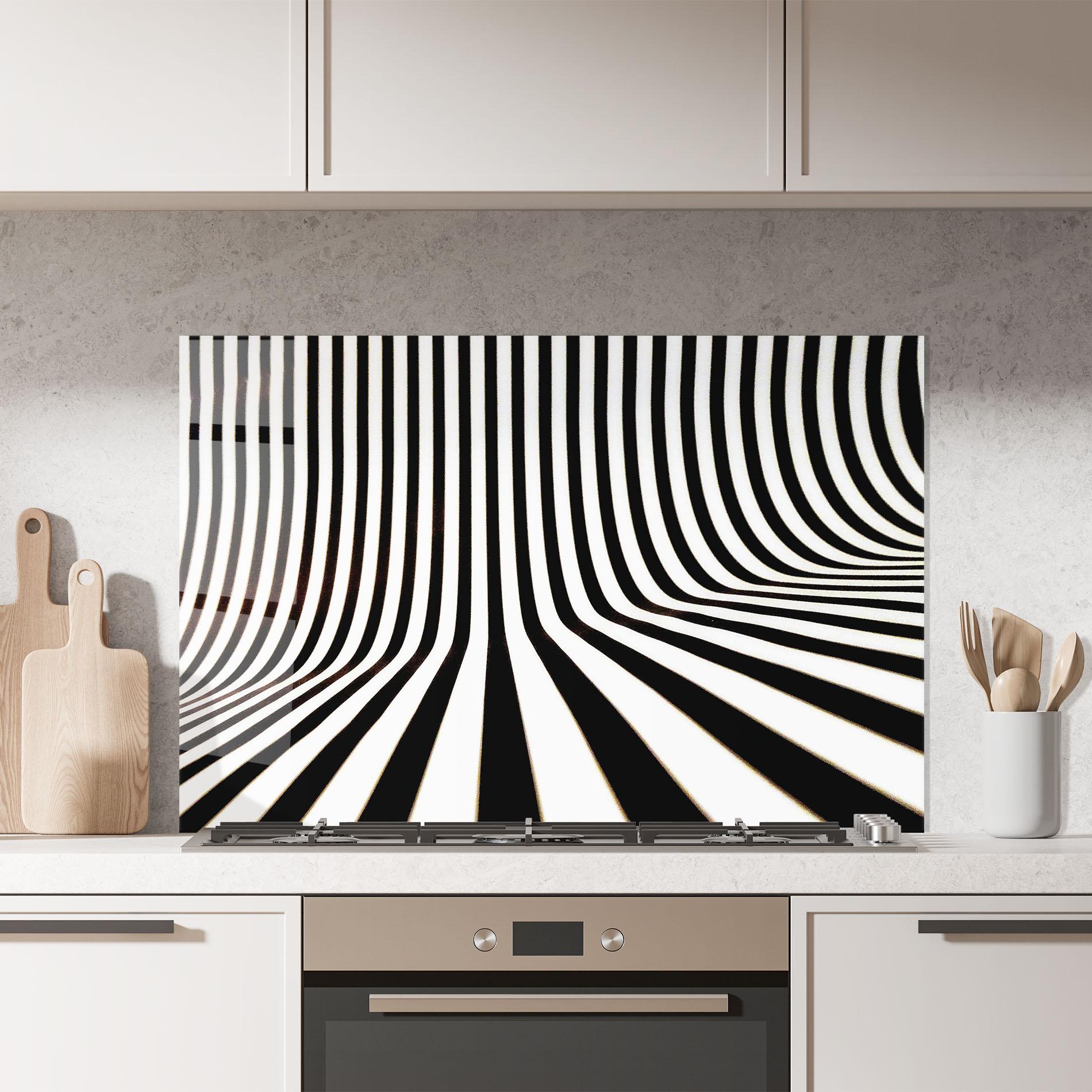 Konyhai üveg hátfal Black And White Illusion mockup 7