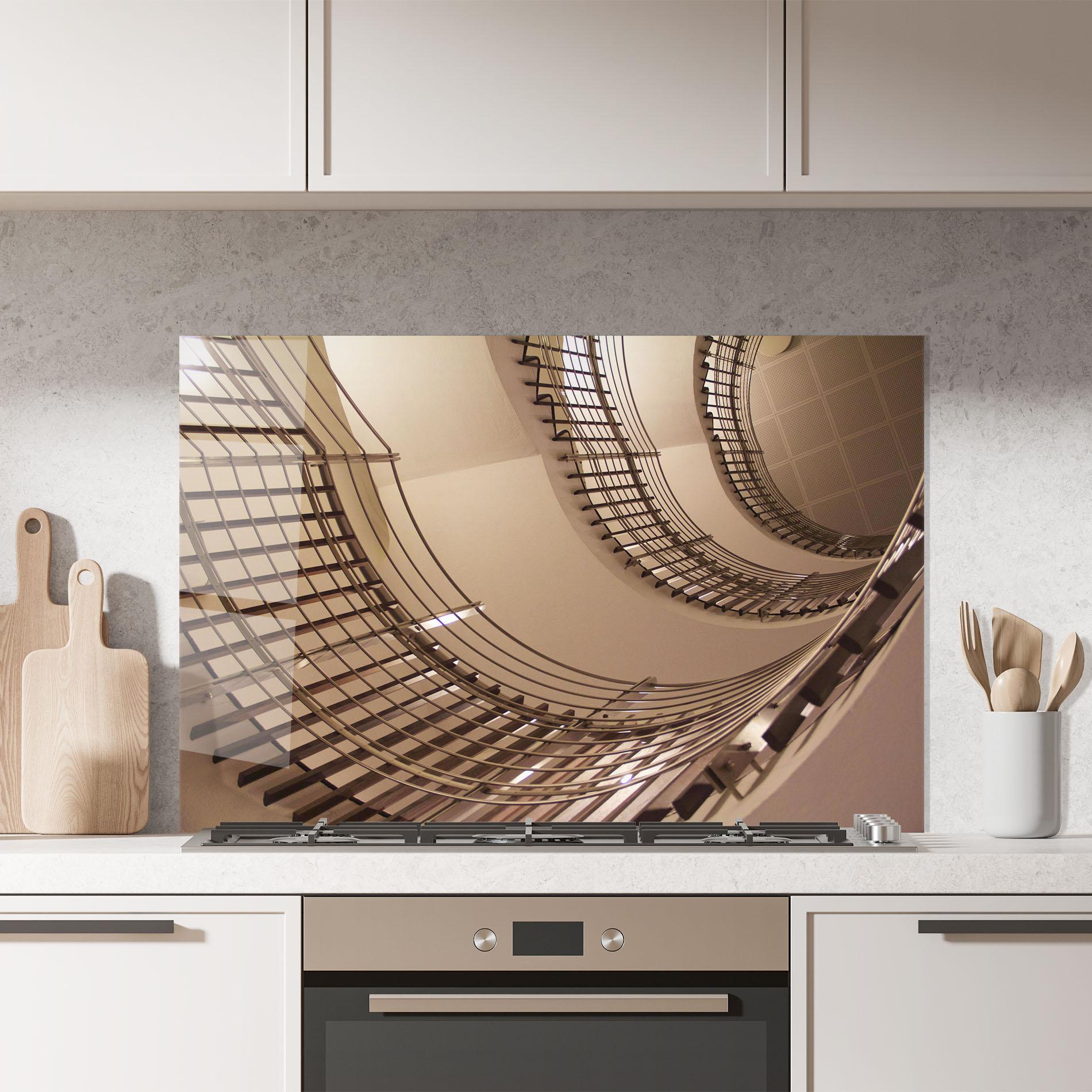 Konyhai üveg hátfal Cream Stairs mockup 7