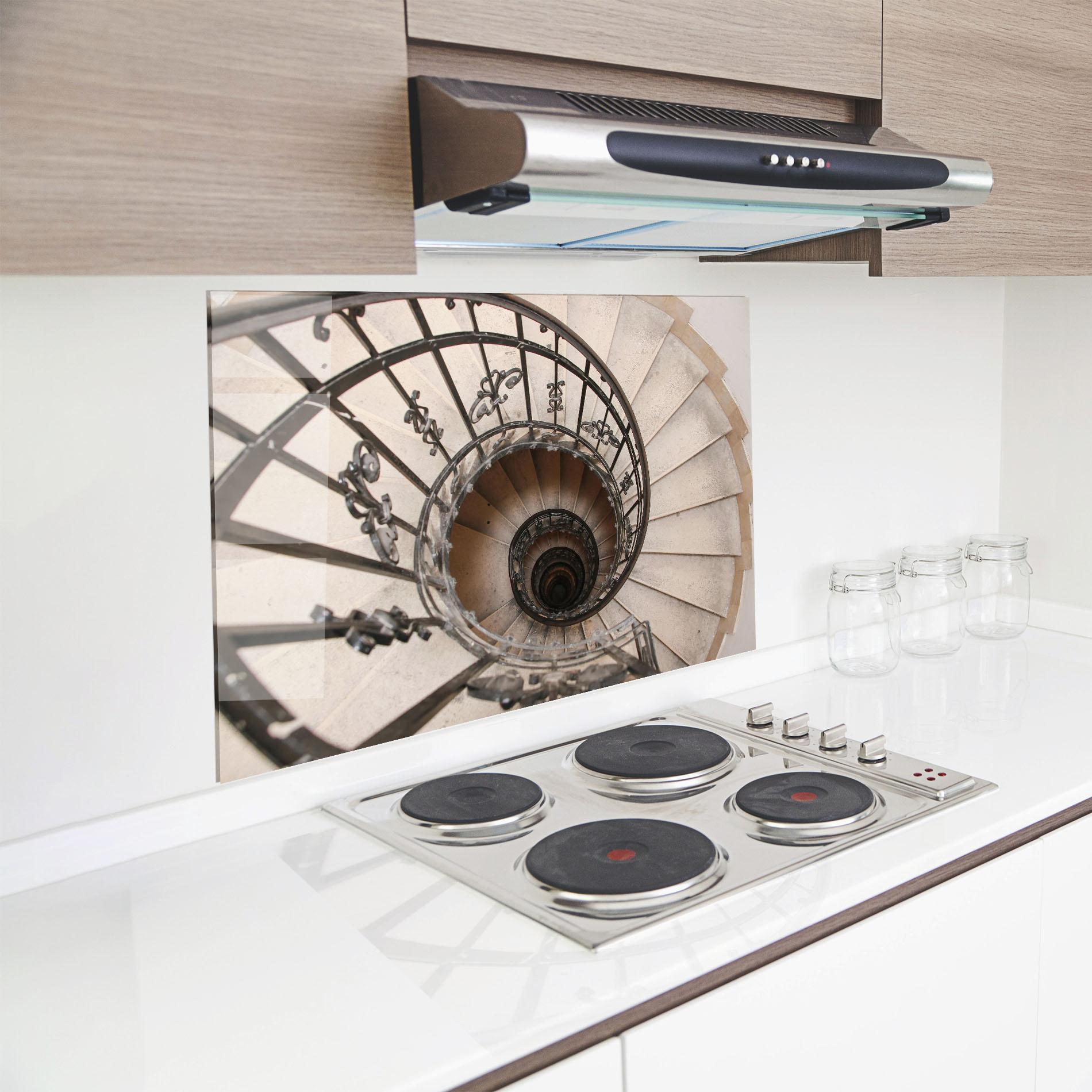 Konyhai üveg hátfal Old House Stairs mockup 8