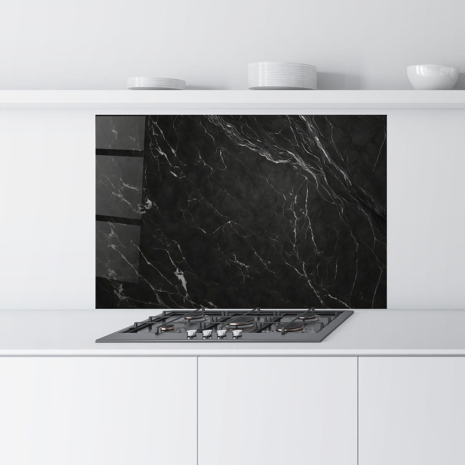 Konyhai üveg hátfal Black Marble mockup 9