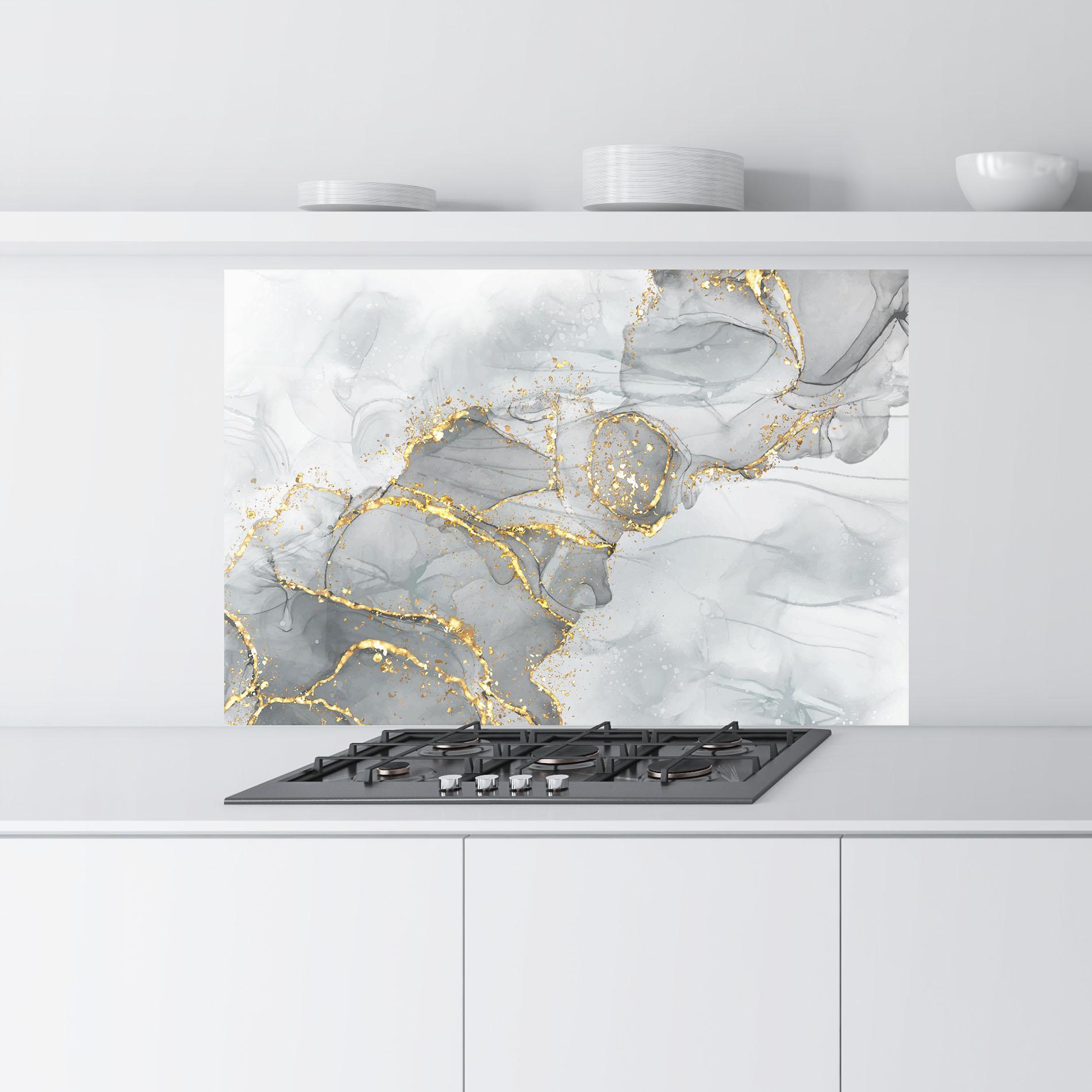 Konyhai üveg hátfal White Ink Marble mockup 9