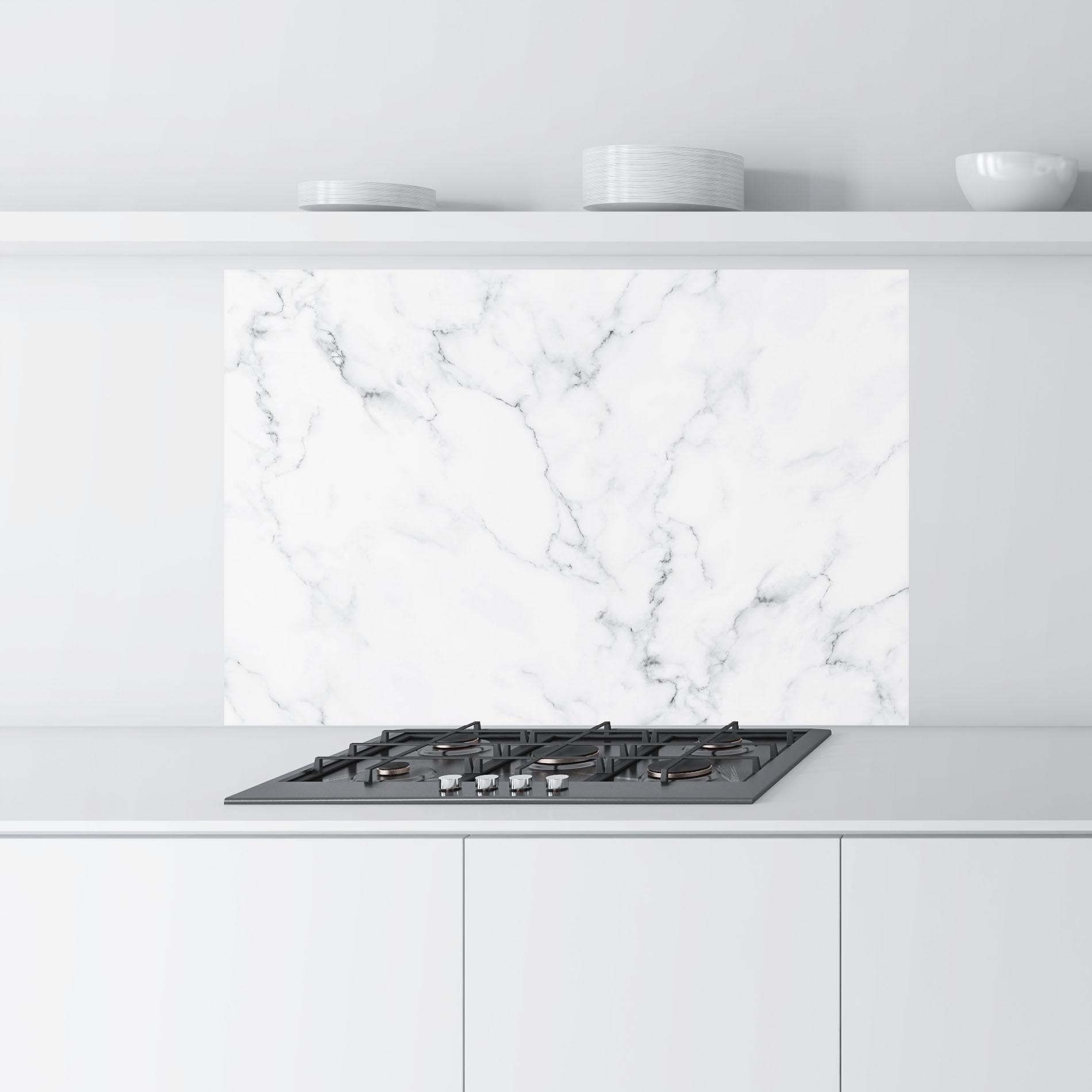 Konyhai üveg hátfal White Marble Texture mockup 9
