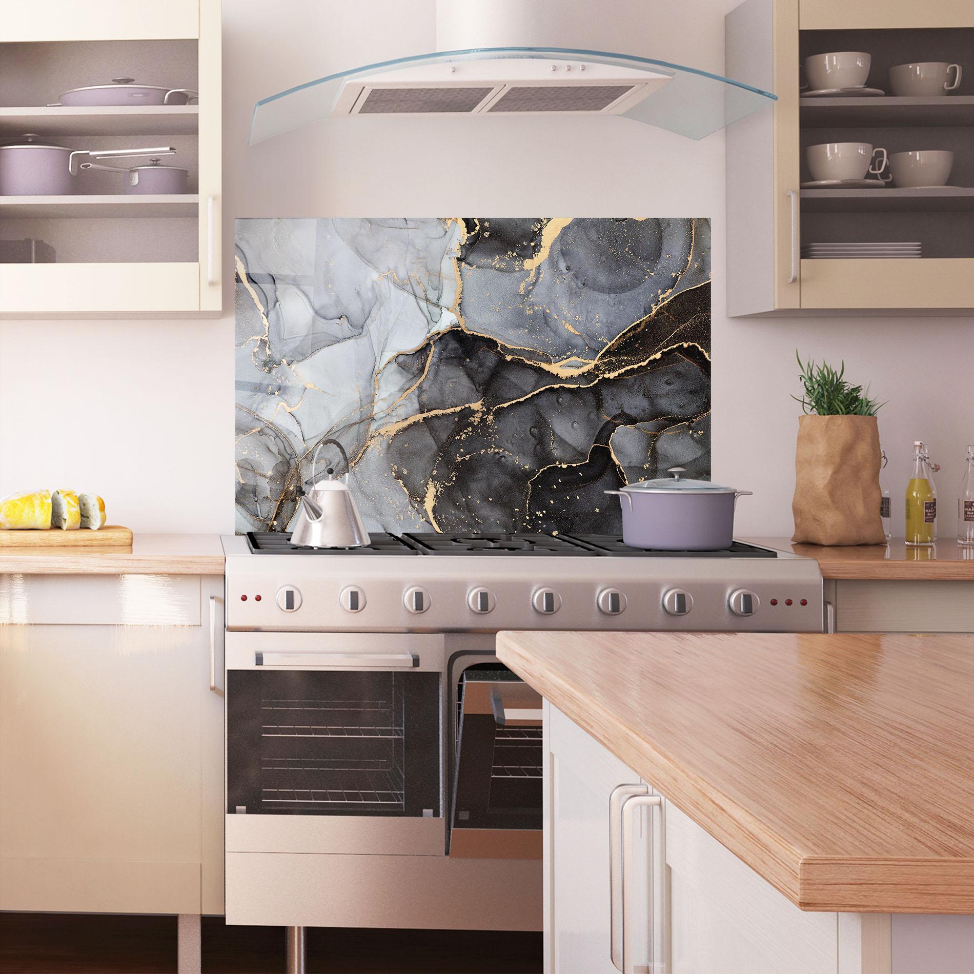 Konyhai üveg hátfal Abstract Marble mockup 1