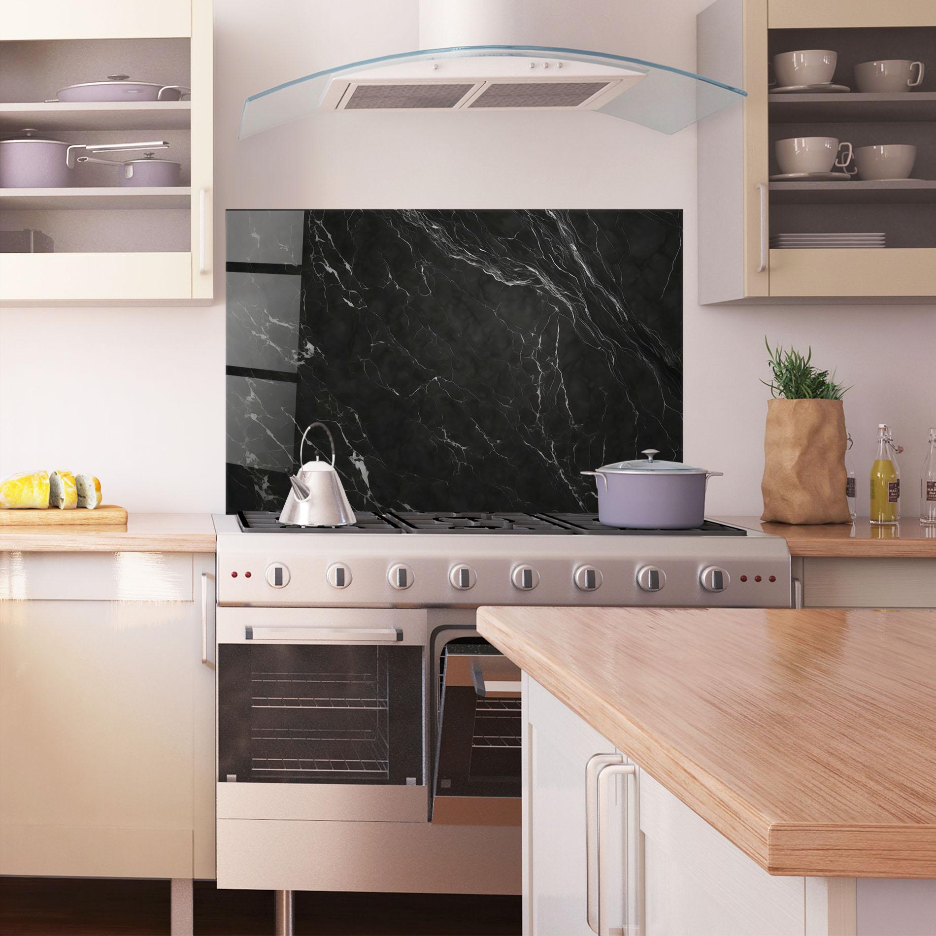 Konyhai üveg hátfal Black Marble mockup 1