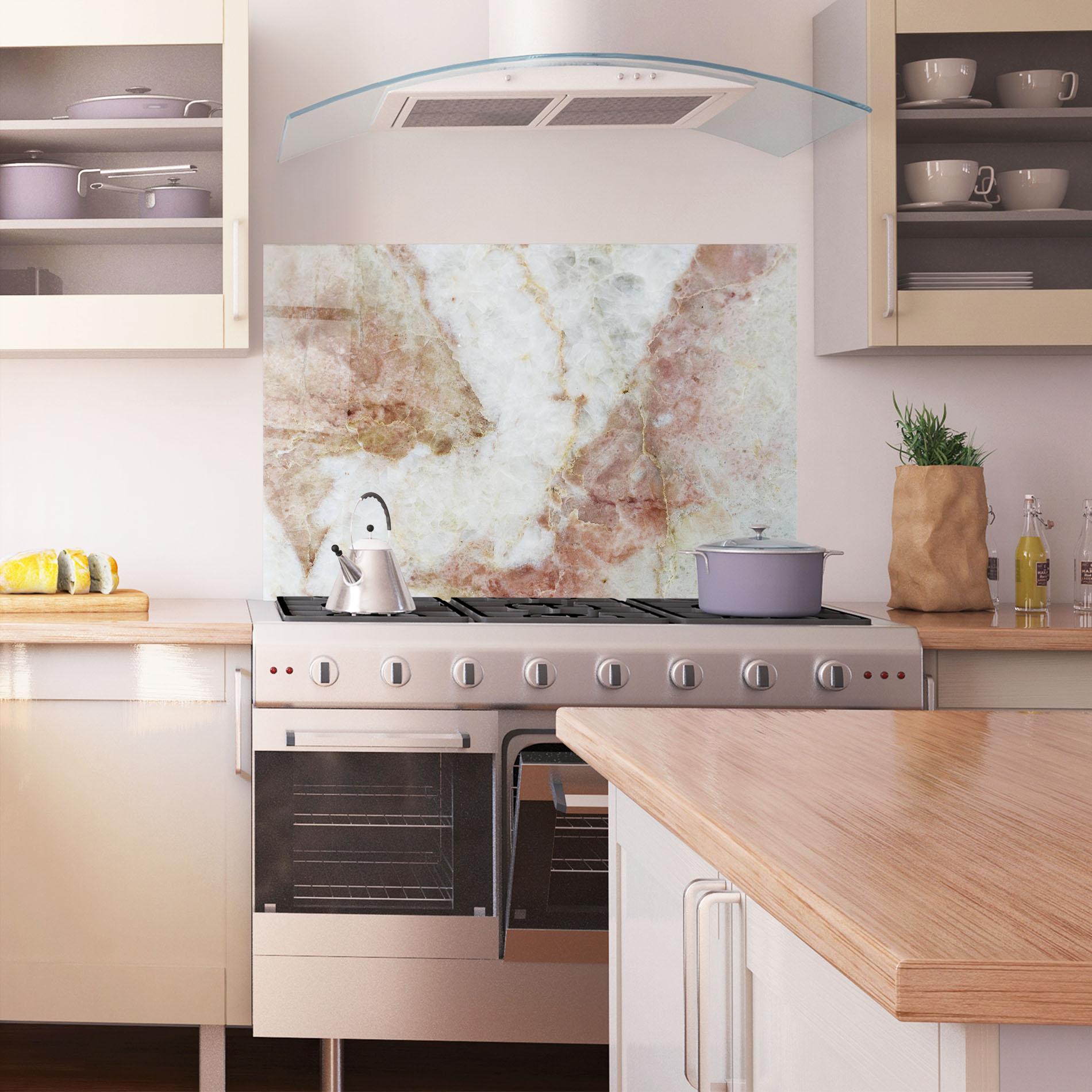 Konyhai üveg hátfal Pink White Marble mockup 1