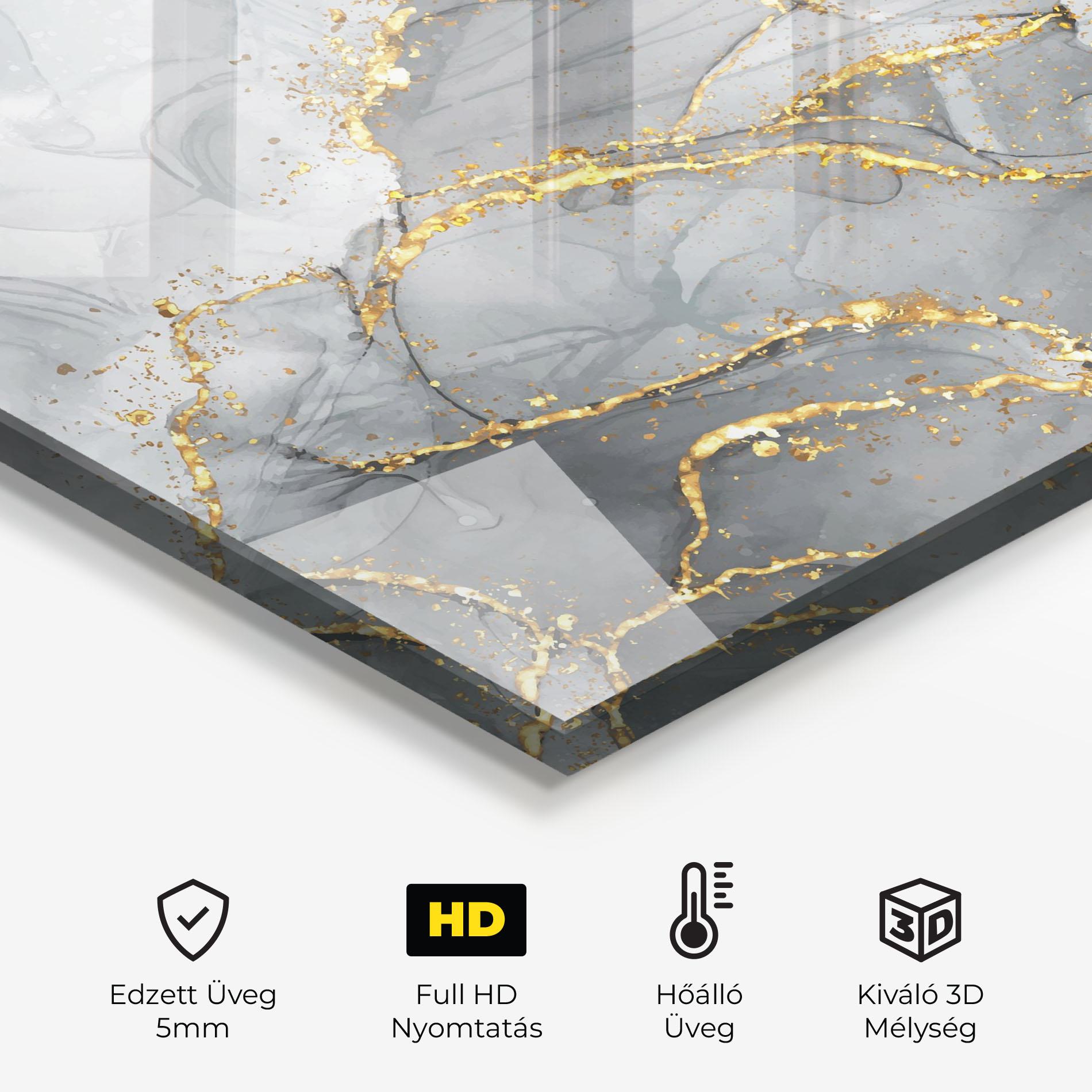 Konyhai üveg hátfal White Ink Marble mockup 2